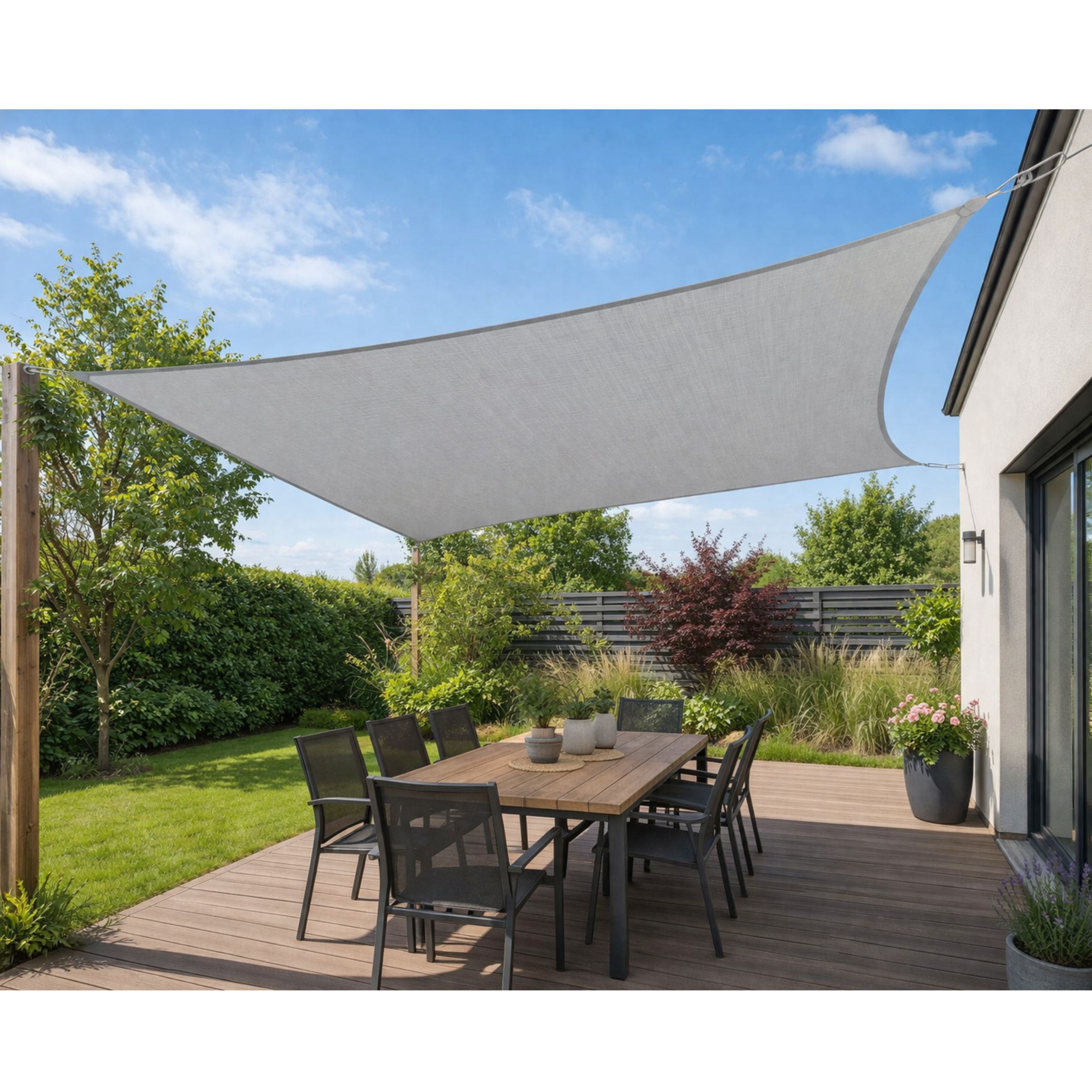 Rectangular Garden Sun Shade Sail Waterproof Gray 300x400 Cm