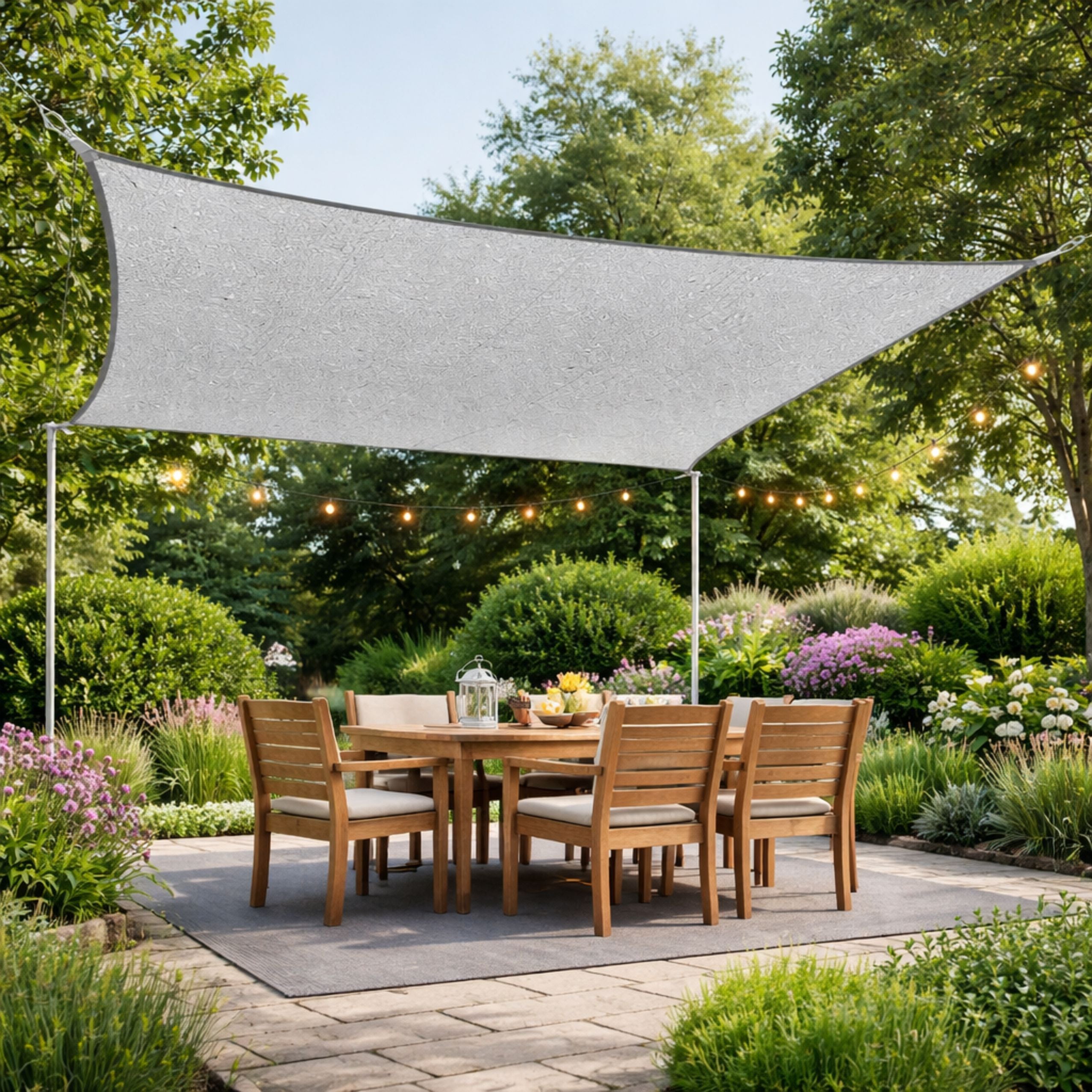 Rectangular Garden Sun Shade Sail Waterproof Gray 300x400 Cm