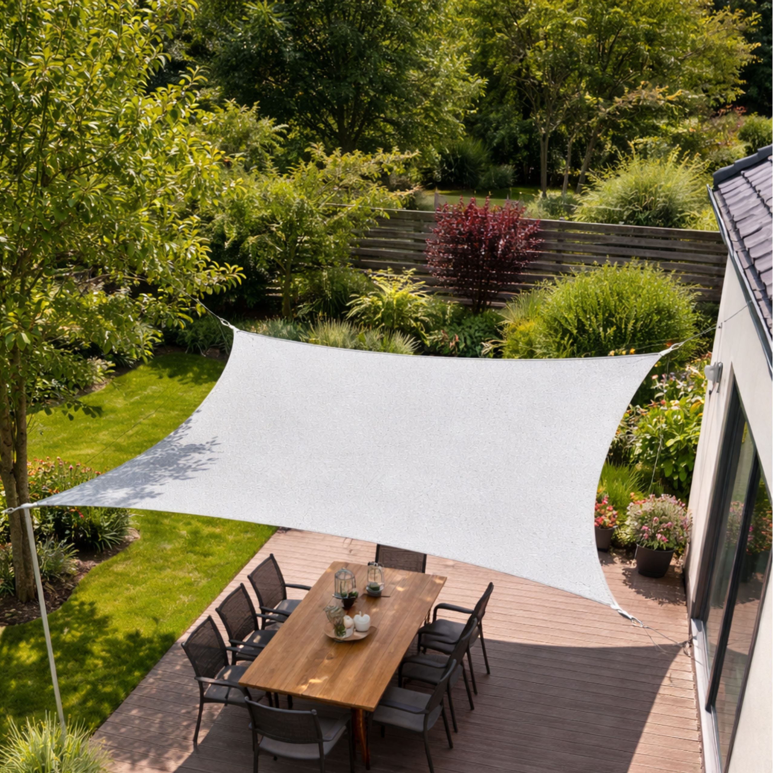 Rectangular Garden Sun Shade Sail Waterproof Gray 300x400 Cm