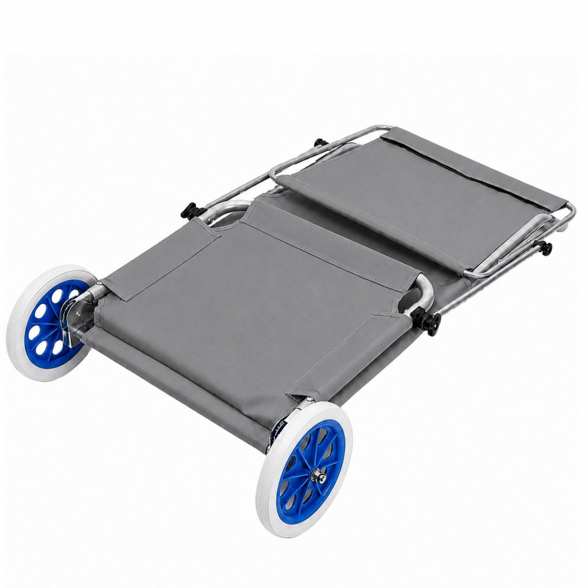 Garden Beach Deckchair On Wheels With Folding Canopy Metal Gray