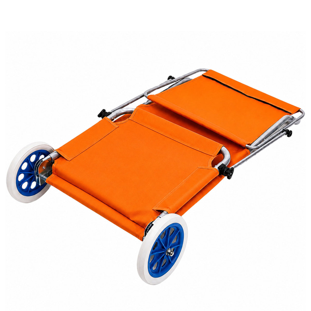 Beach Deckchair On Wheels Garden Folding Canopy Metal Orange