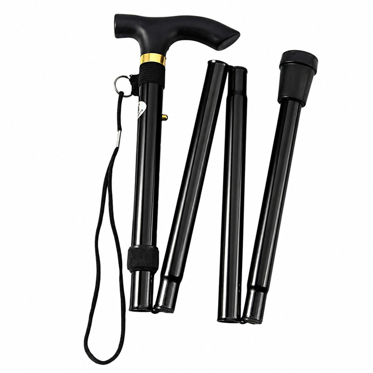 Telescopic Folding Adjustable Aluminum Walking Stick For Seniors Black 85-95cm