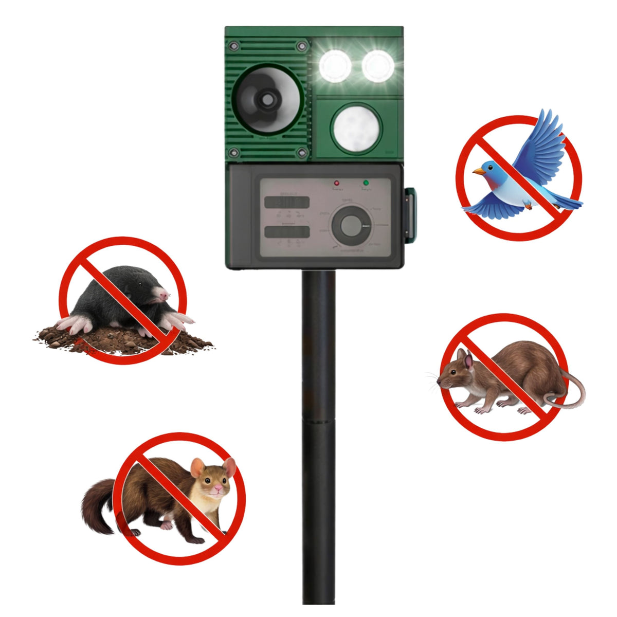 Solar Animal Repeller med rörelsesensor ultraljud LED dioder