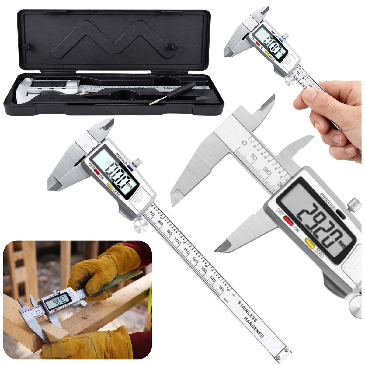 Leictreonach Digiteach Lcd Caliper Beachtas Cruach Dhosmálta 150 Mm