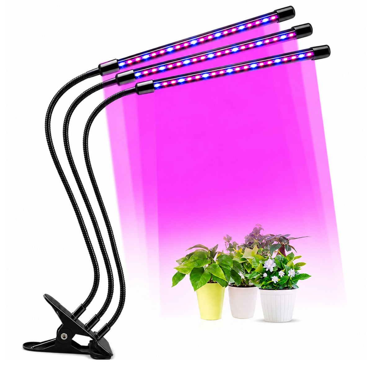 Led lámpa növények termesztéséhez és megvilágításához három modulos klip