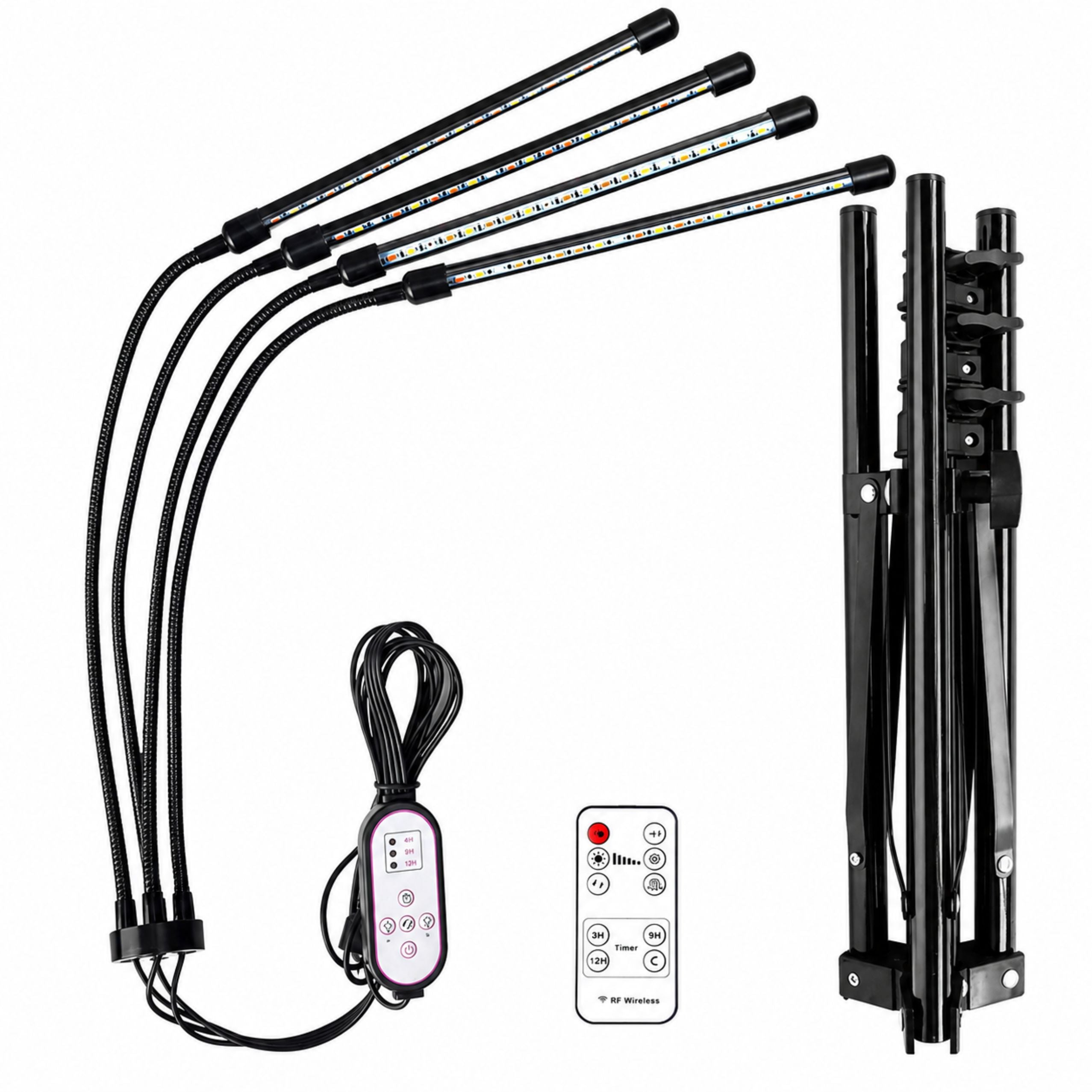 Led Lamp For Growing Crops And Illuminating Plants 4-panel Stand Remote Control