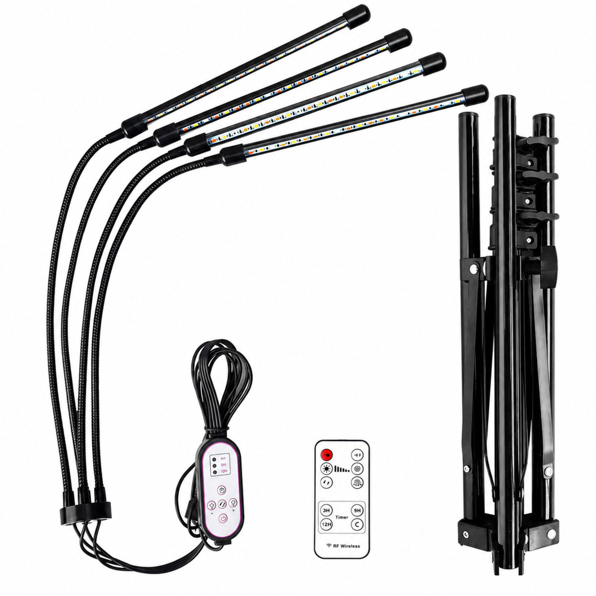 Lampada a LED per coltivare colture e illuminare piante, supporto a 4 pannelli, telecomando
