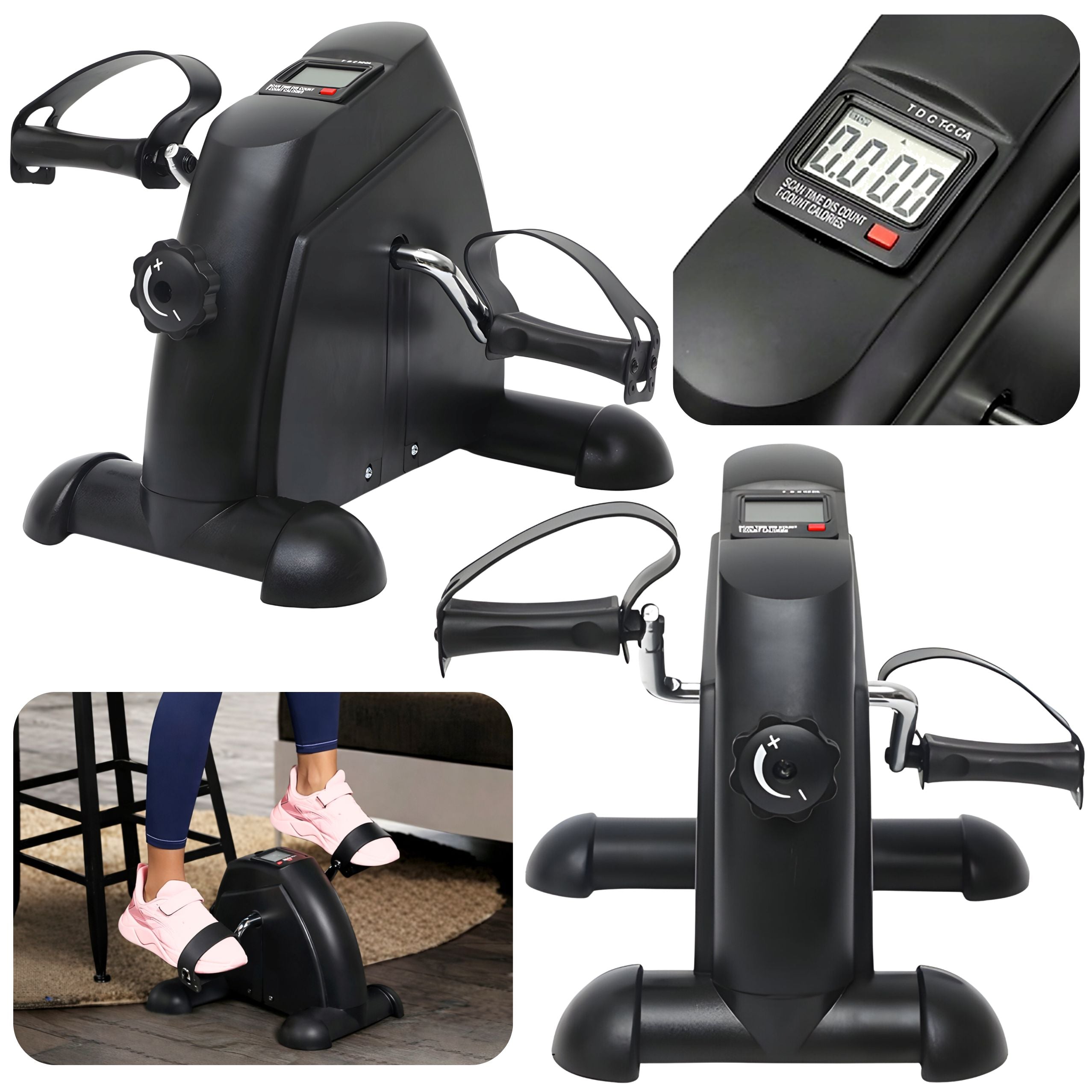 Mini Exercise Bike Rotor Rehabilitation 2 In 1 Lcd Display Black