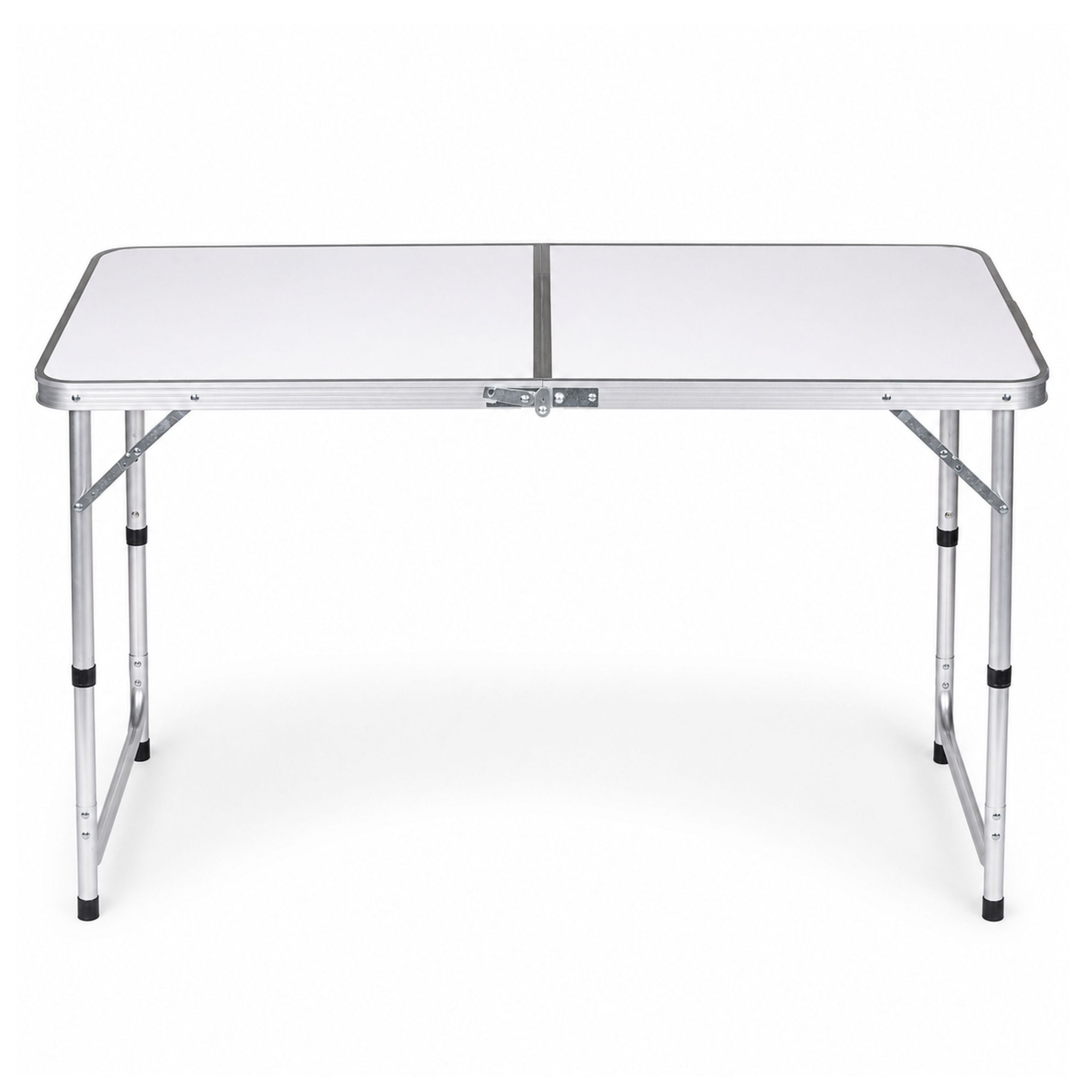 Folding Camping Table Adjustable Height Suitcase White