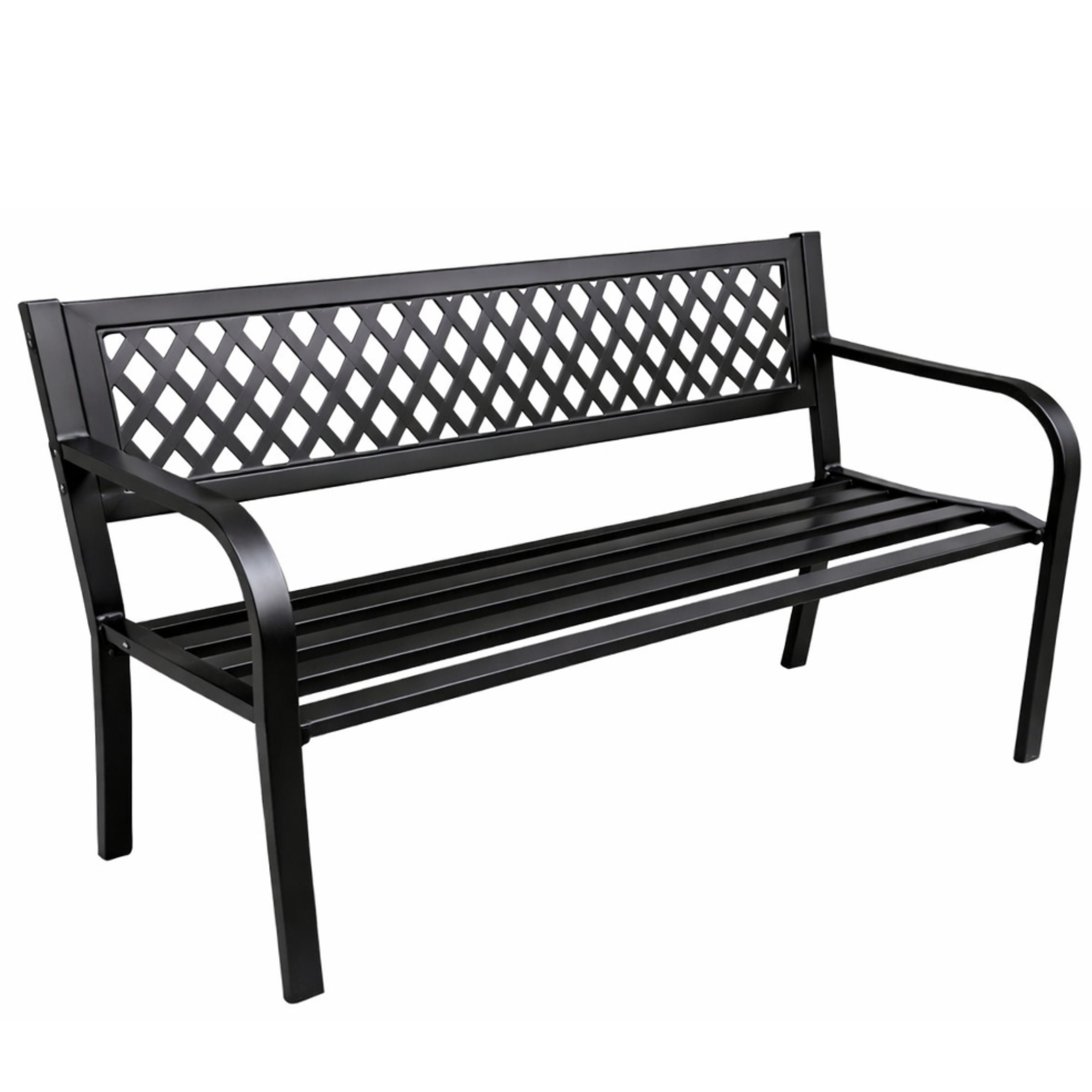 Garden Bench Park Terrace Garden Metal 2 Seater Black 120 Cm