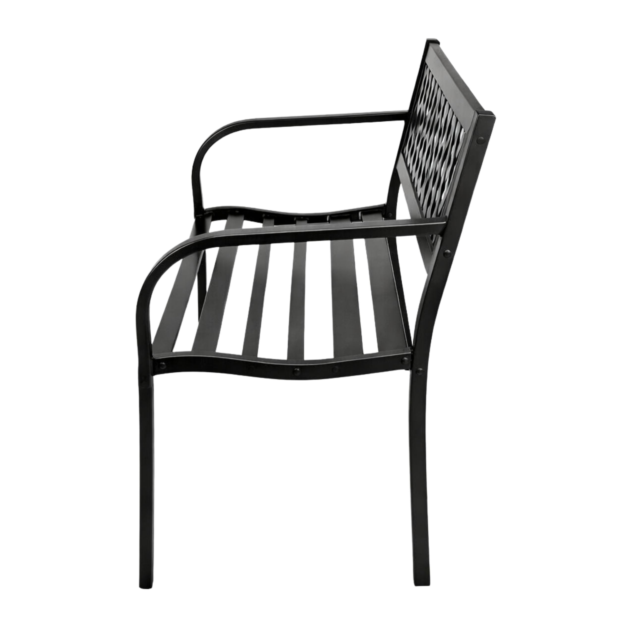 Garden Bench Park Terrace Garden Metal 2 Seater Black 120 Cm