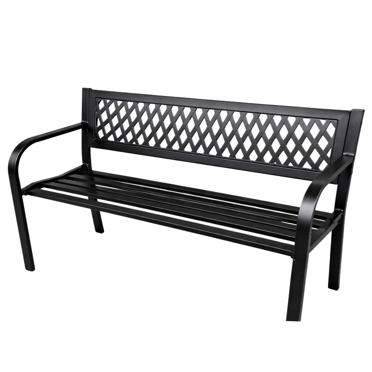 Banco de jardim terraço jardim metal 2 lugares preto 120 cm