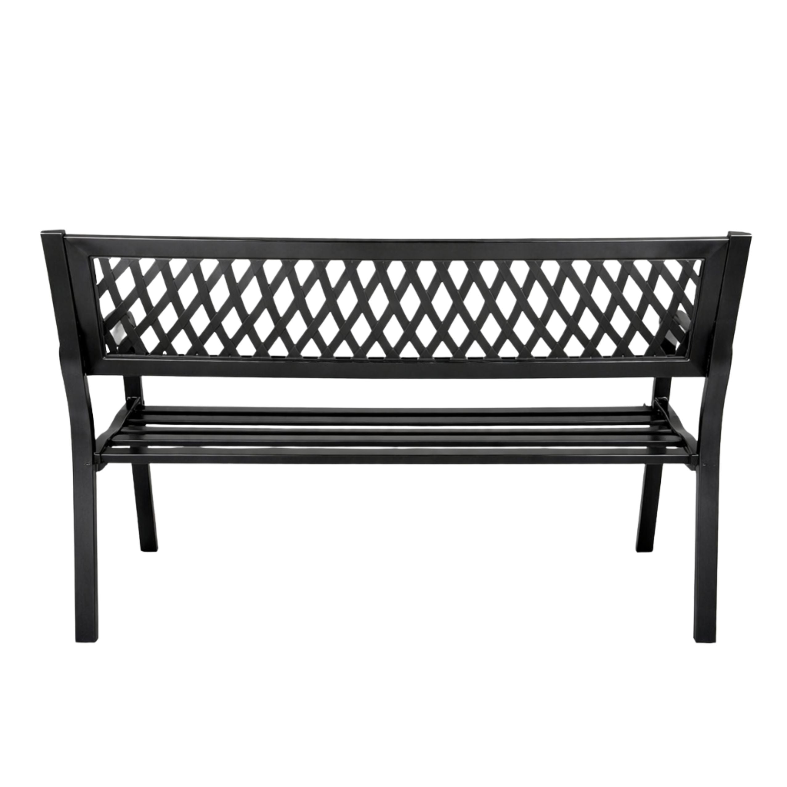 Garden Bench Park Terrace Garden Metal 2 Seater Black 120 Cm