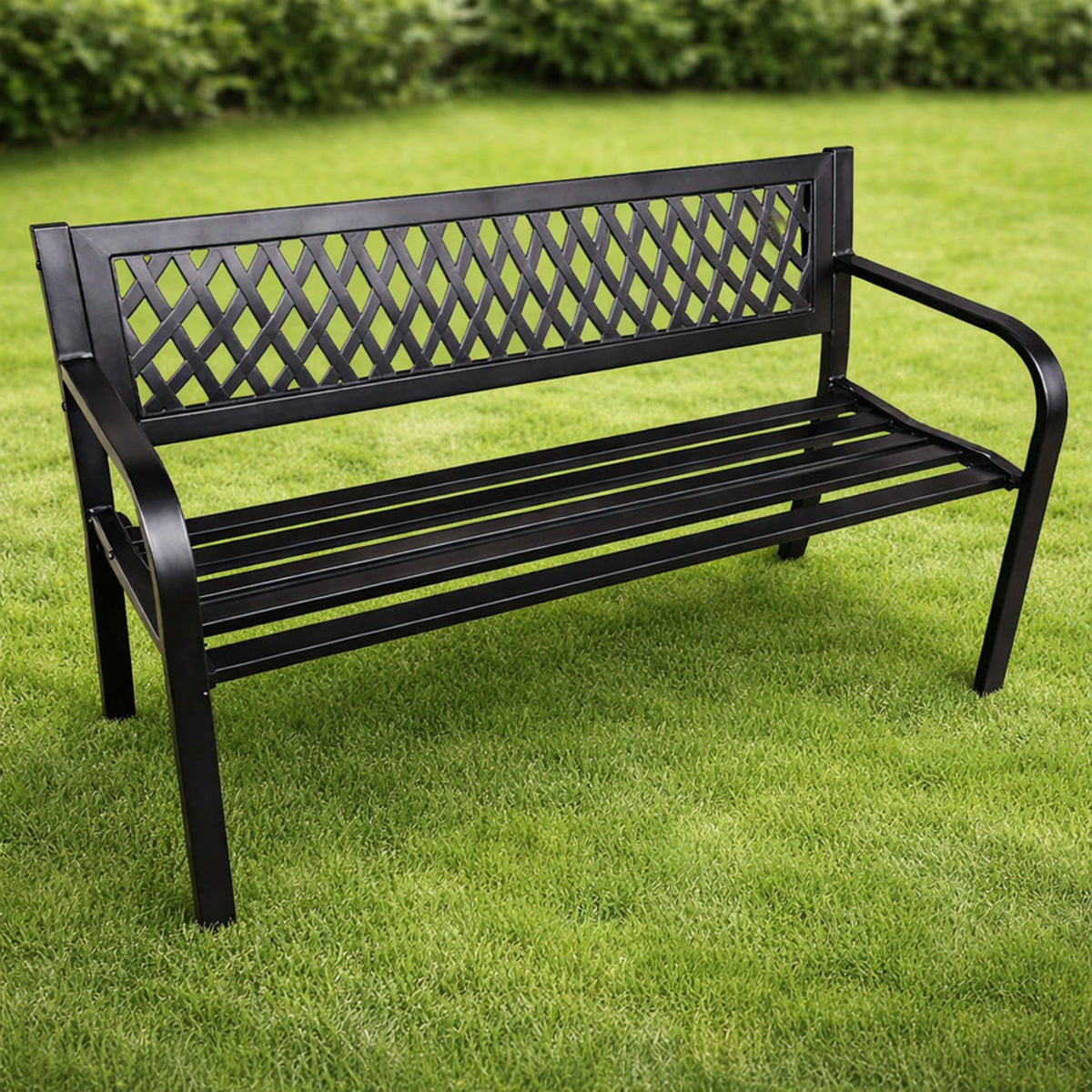 Banco de jardim terraço jardim metal 2 lugares preto 120 cm
