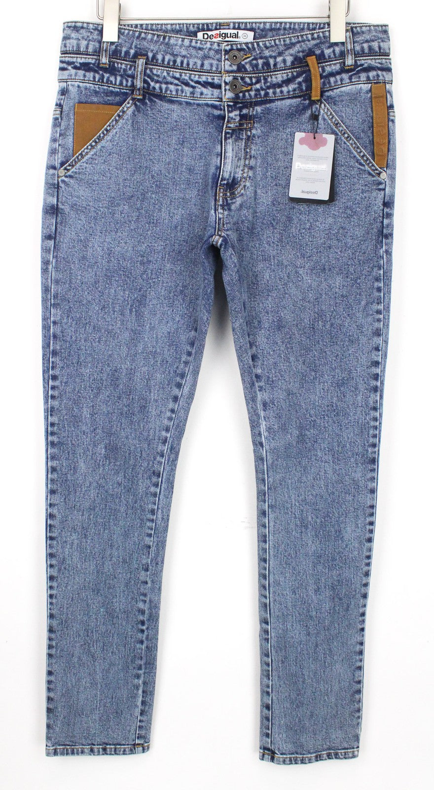 Desigual Coll_rep Pánské Jeansmid Blue Stretch Nášivka na zip Classic Denim