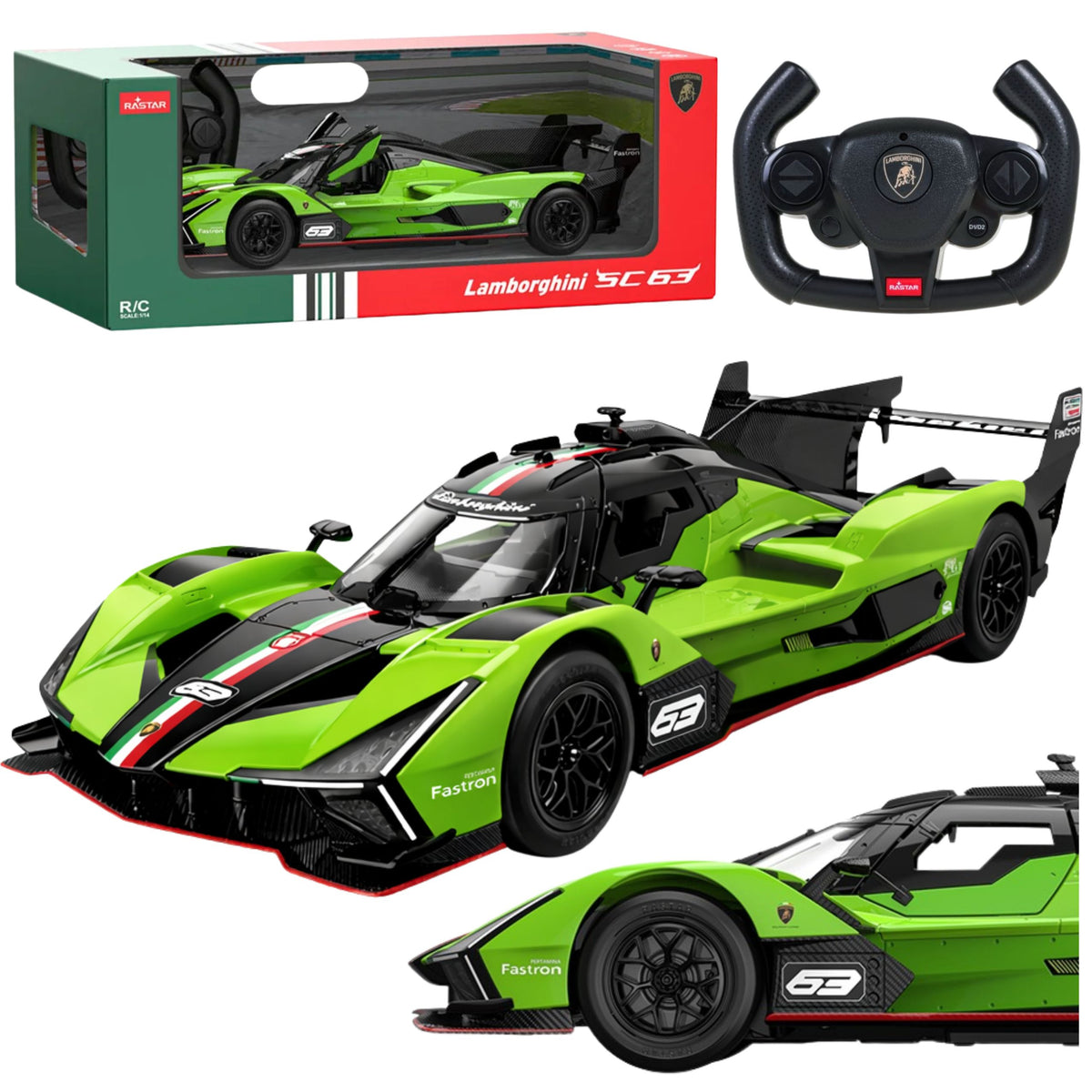 Lamborghini Sc63 Diaľkovo ovládané Rc pretekárske auto Rastar Green 1:14
