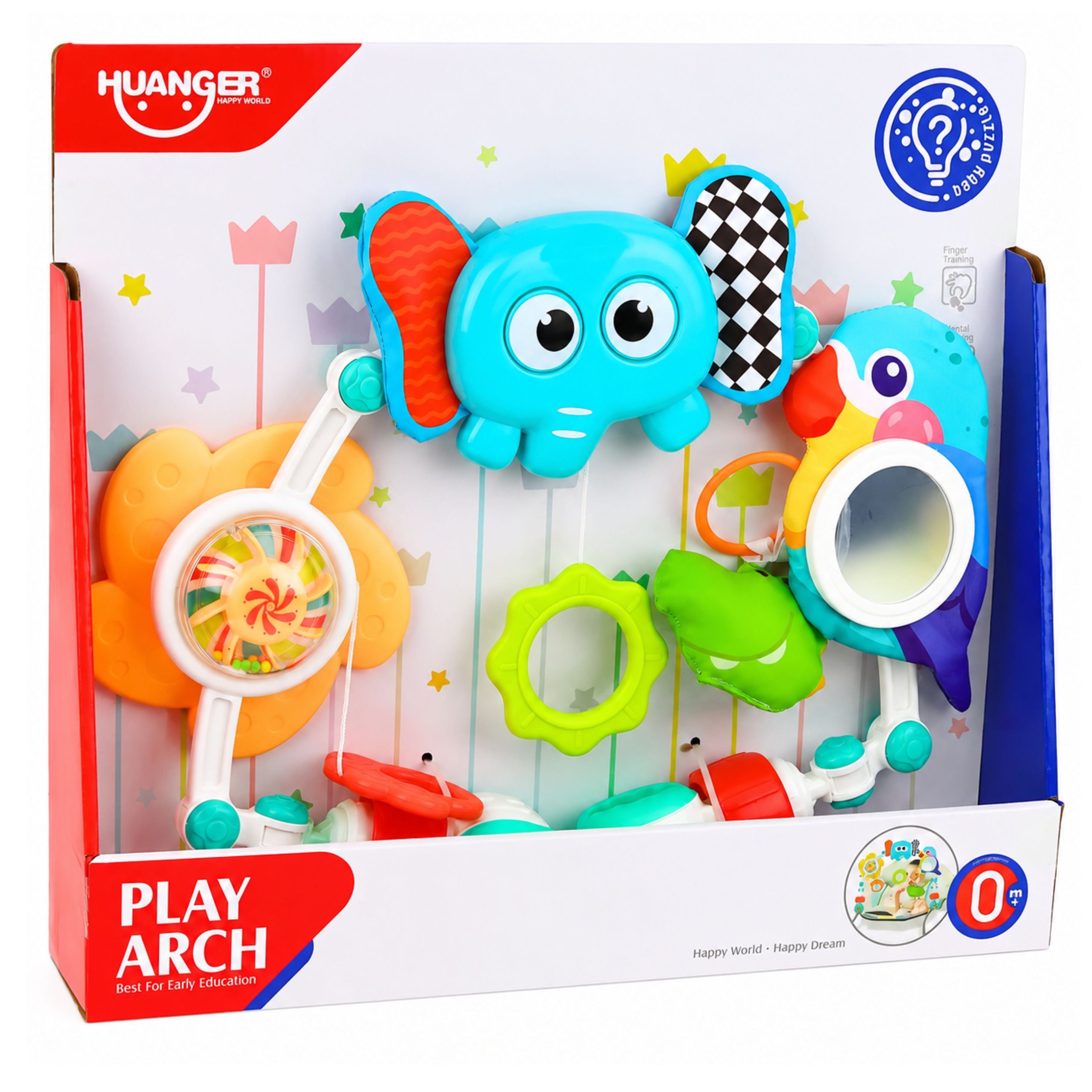 Sensory Arch With Elephant For Crib Car Seat Stroller Mirror Rattle