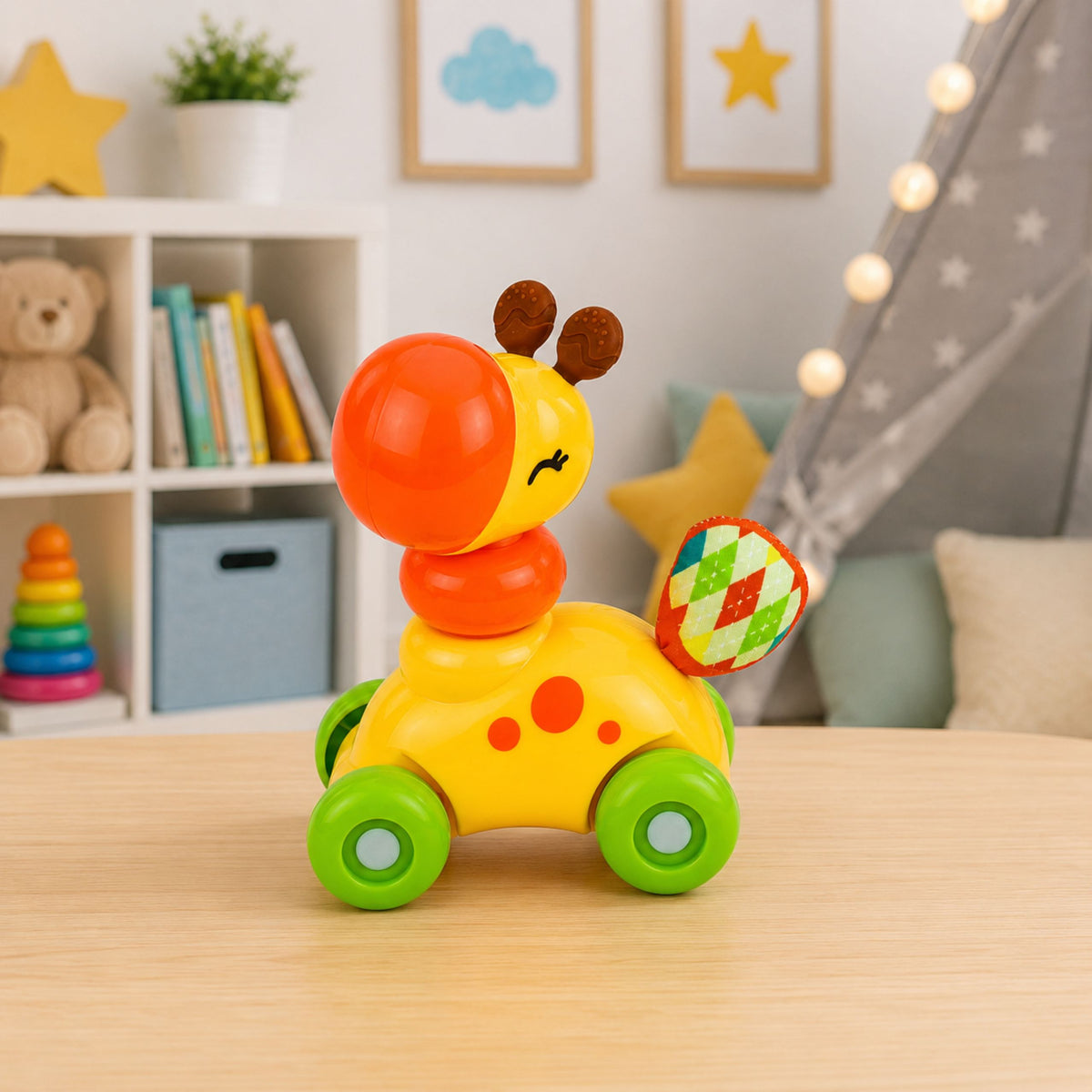 Jouet sensoriel interactif girafe voiture pour tout-petits jaune