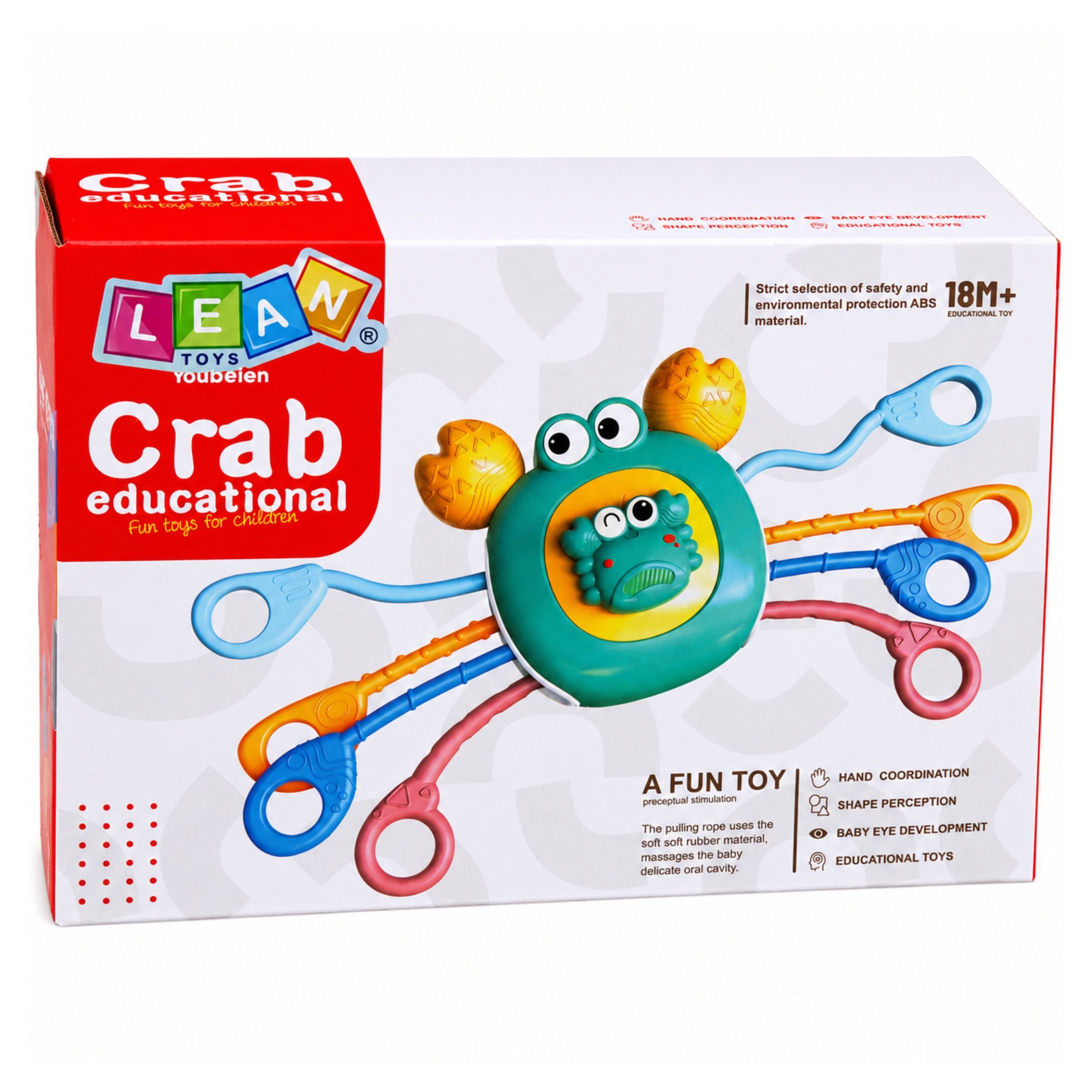 Crab Sensory Educational Toy For Toddlers Rattle Teether Blue