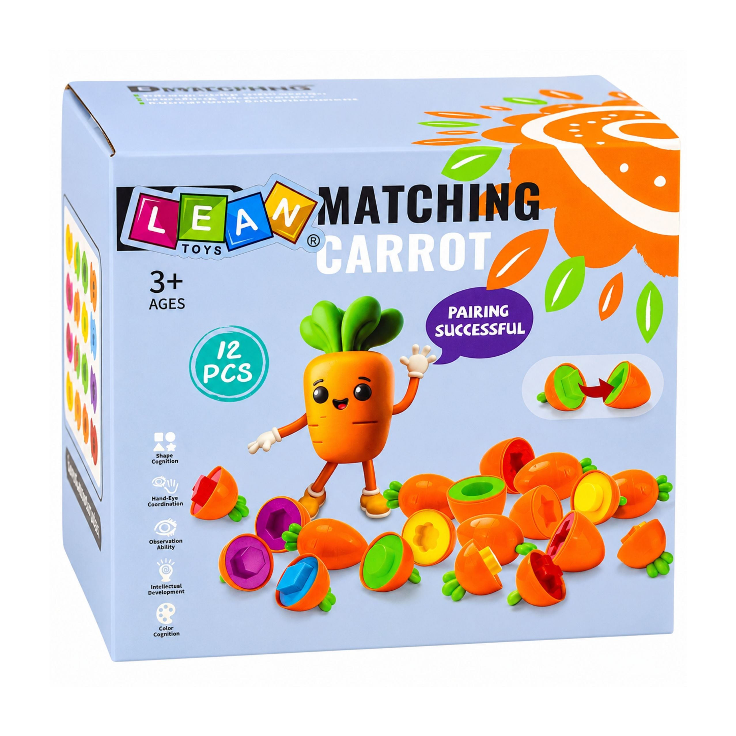 Educational Carrot Sorter Matching Shapes Colors 12 Pcs.
