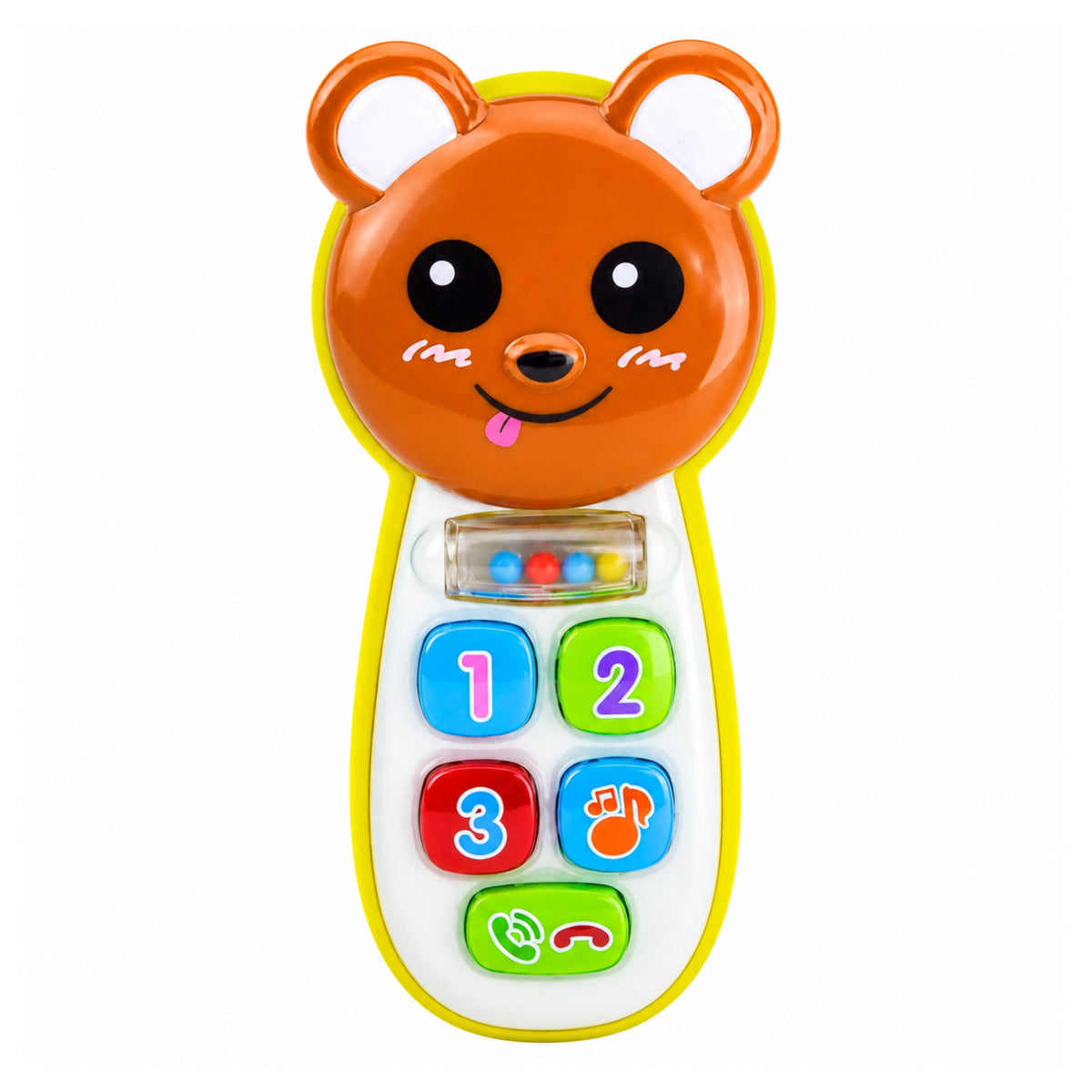 Interactive Baby Phone Teddy Bear With Mirror Rattle Lights Sounds