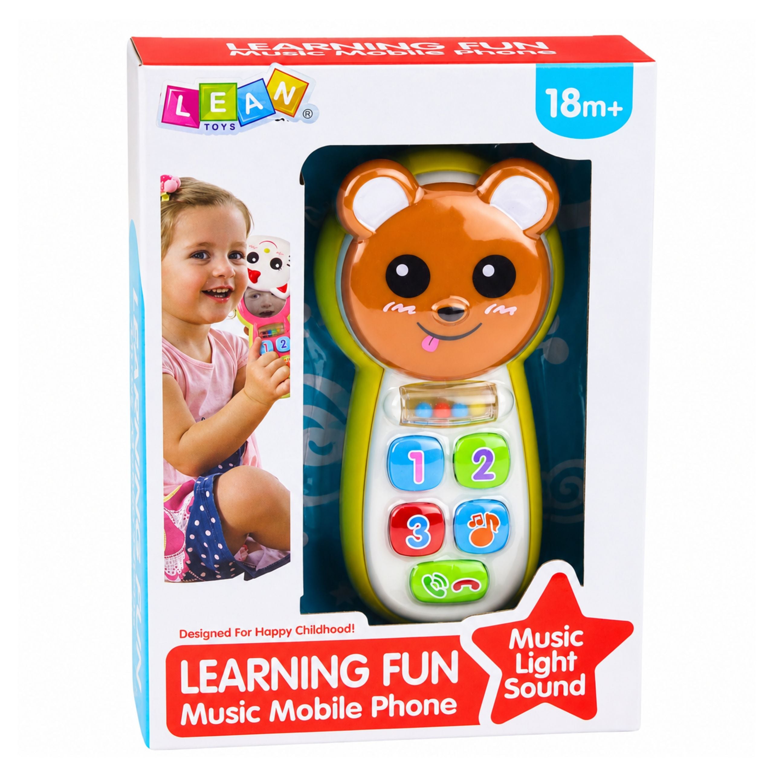 Interactive Baby Phone Teddy Bear With Mirror Rattle Lights Sounds