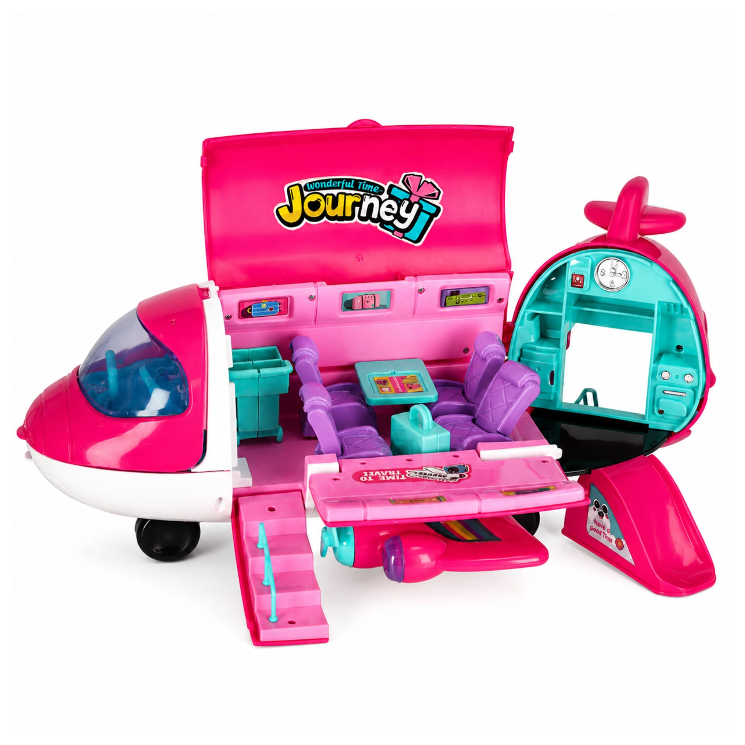 Foldable 2-in-1 Doll Passenger Plane Pink