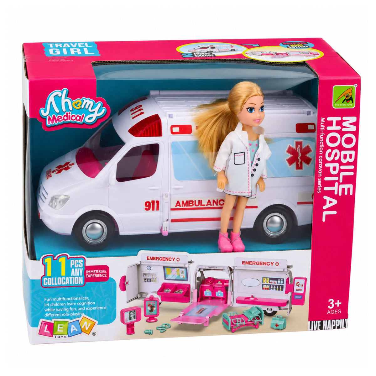 Ambulance pliable pour poupées, accessoires pour Mini poupées d'hôpital, 11 pièces.