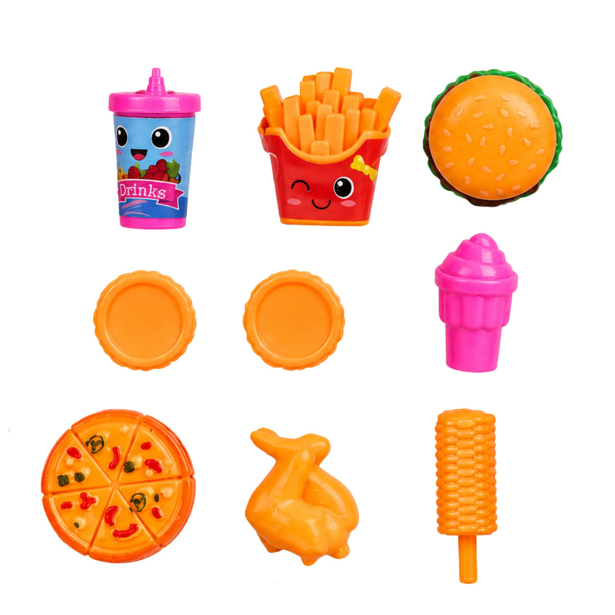 Mini Doll Fast Food Set Pizza Hamburger Tisch Stühle Zubehör