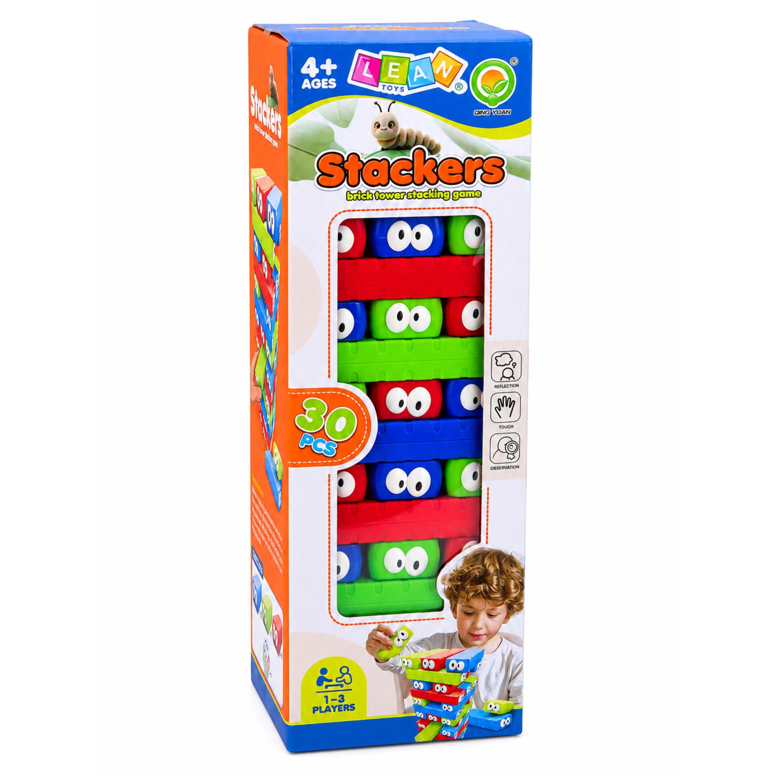 Skill Game Tower Of Blocks With Eyelets Dice Colorful 30 Pcs.