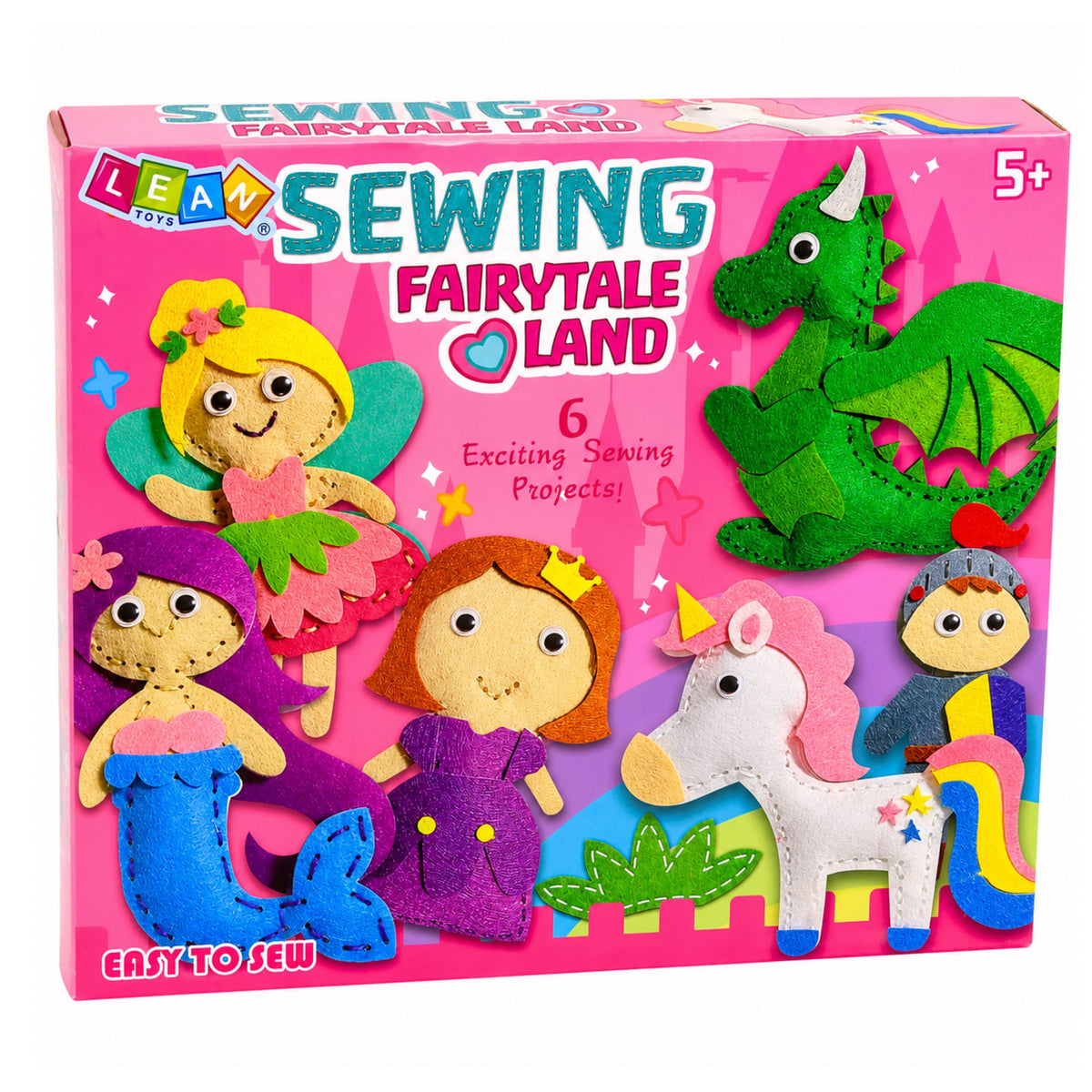 Set creativo di peluche in feltro da cucire Terra delle fiabe fai da te 6 pezzi.