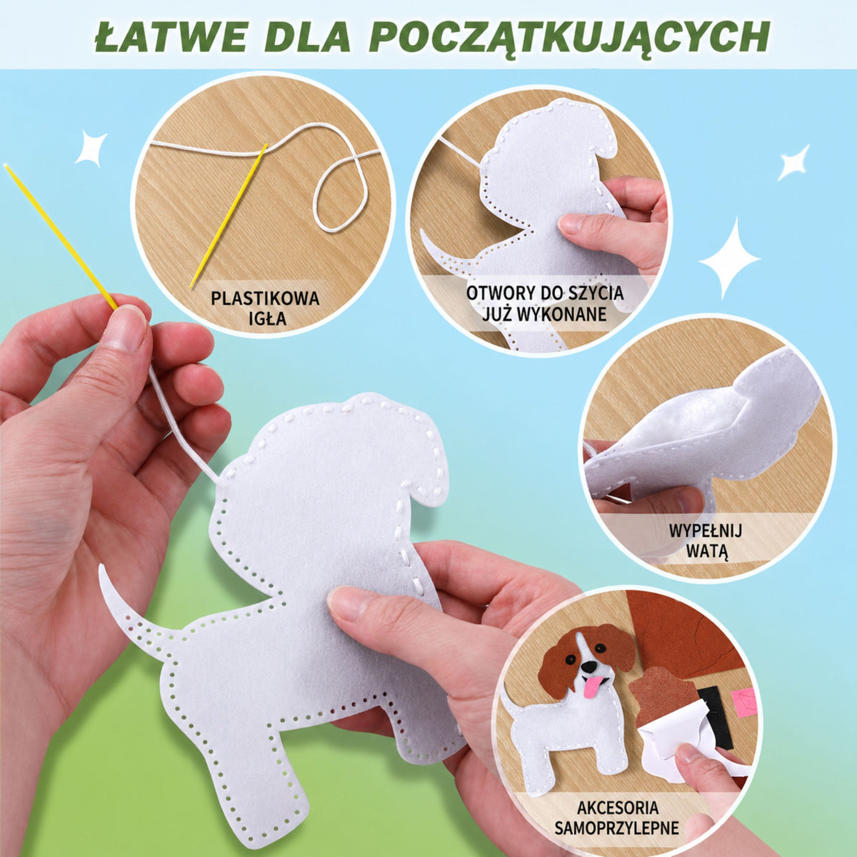 Creative Set Of Stuffed Animals For Sewing Felt Plush Dolls Diy Dogs 6 Pcs.