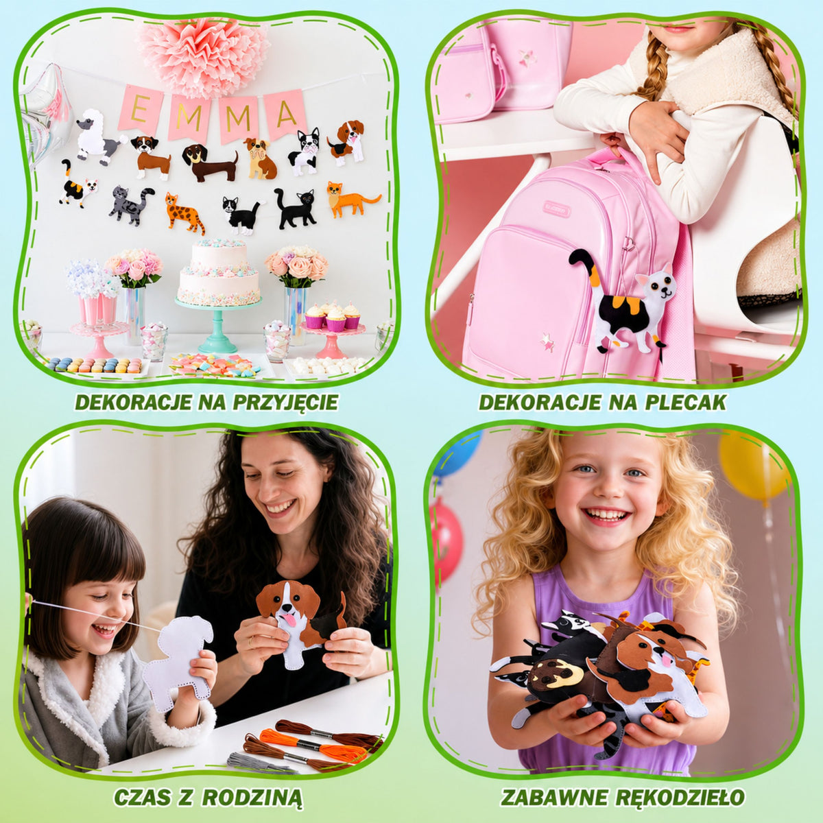 Creative Set Of Stuffed Animals For Sewing Felt Plush Dolls Diy Dogs 6 Pcs.
