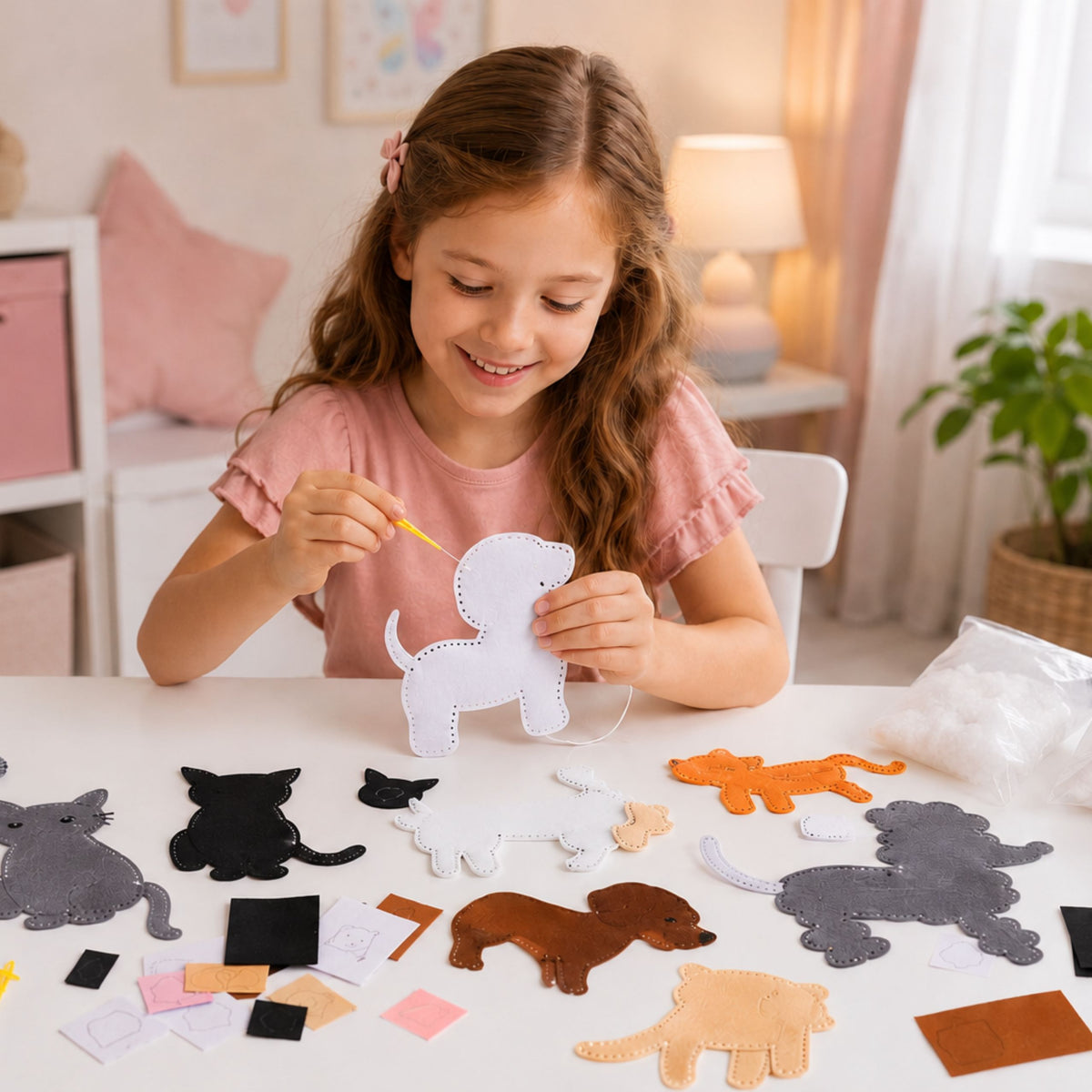Creative Set Of Stuffed Animals For Sewing Felt Plush Dolls Diy Dogs 6 Pcs.