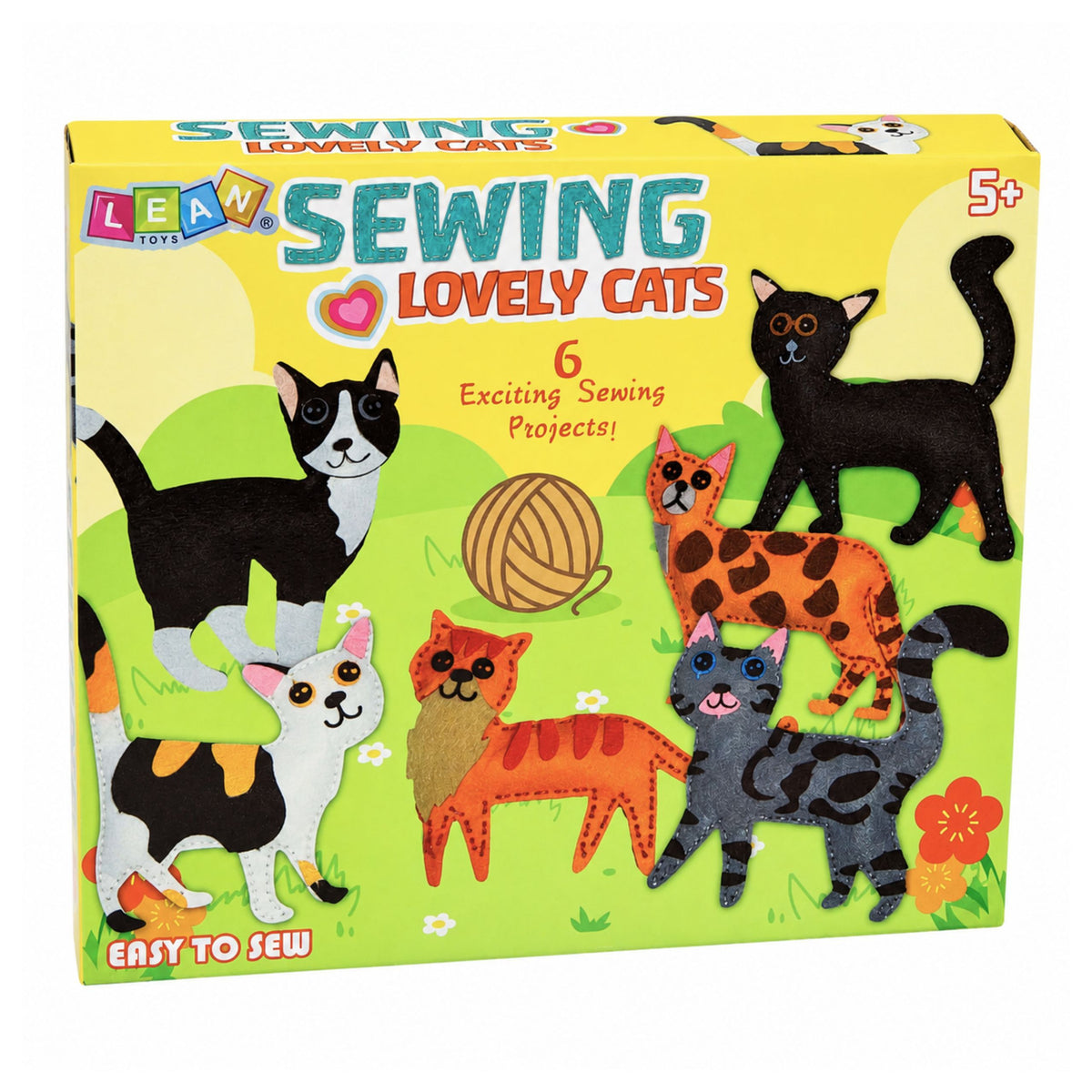 Set creativo di peluche da cucire in feltro di gatti, fai da te, 6 pezzi.