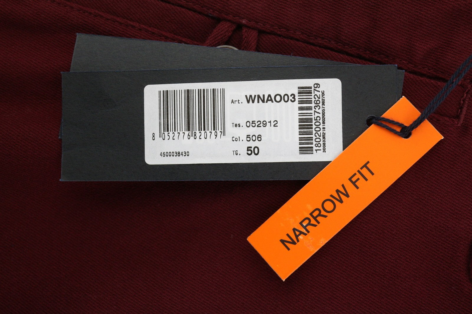 Мъжки панталон Harmont & Blaine 50 бургундски тесен чинос с цип