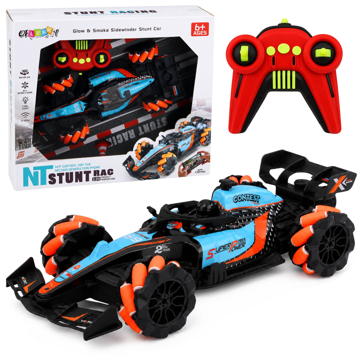 Voiture Rc Télécommandée Rotation 360° 4wd Lumières 1:14
