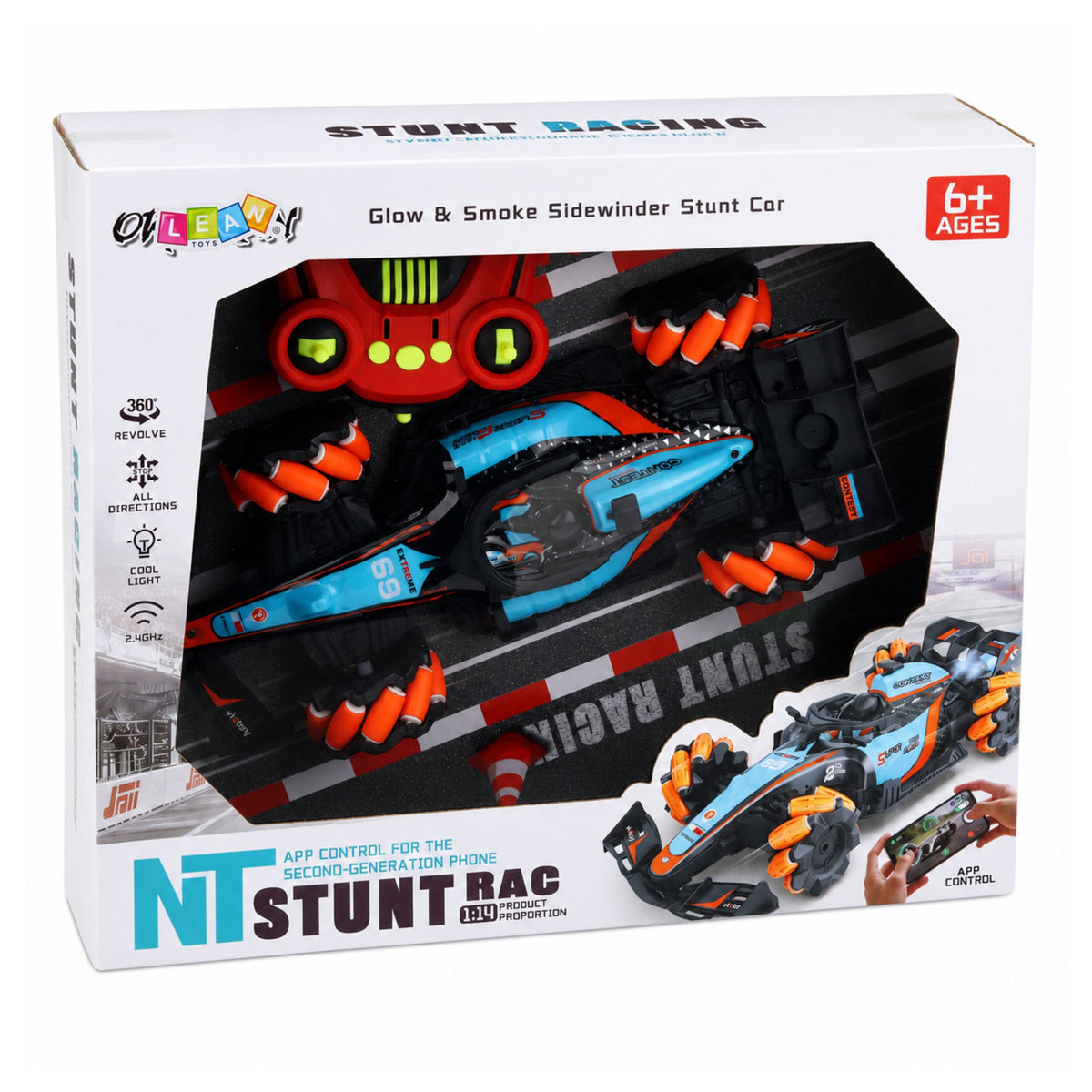 Voiture Rc Télécommandée Rotation 360° 4wd Lumières 1:14