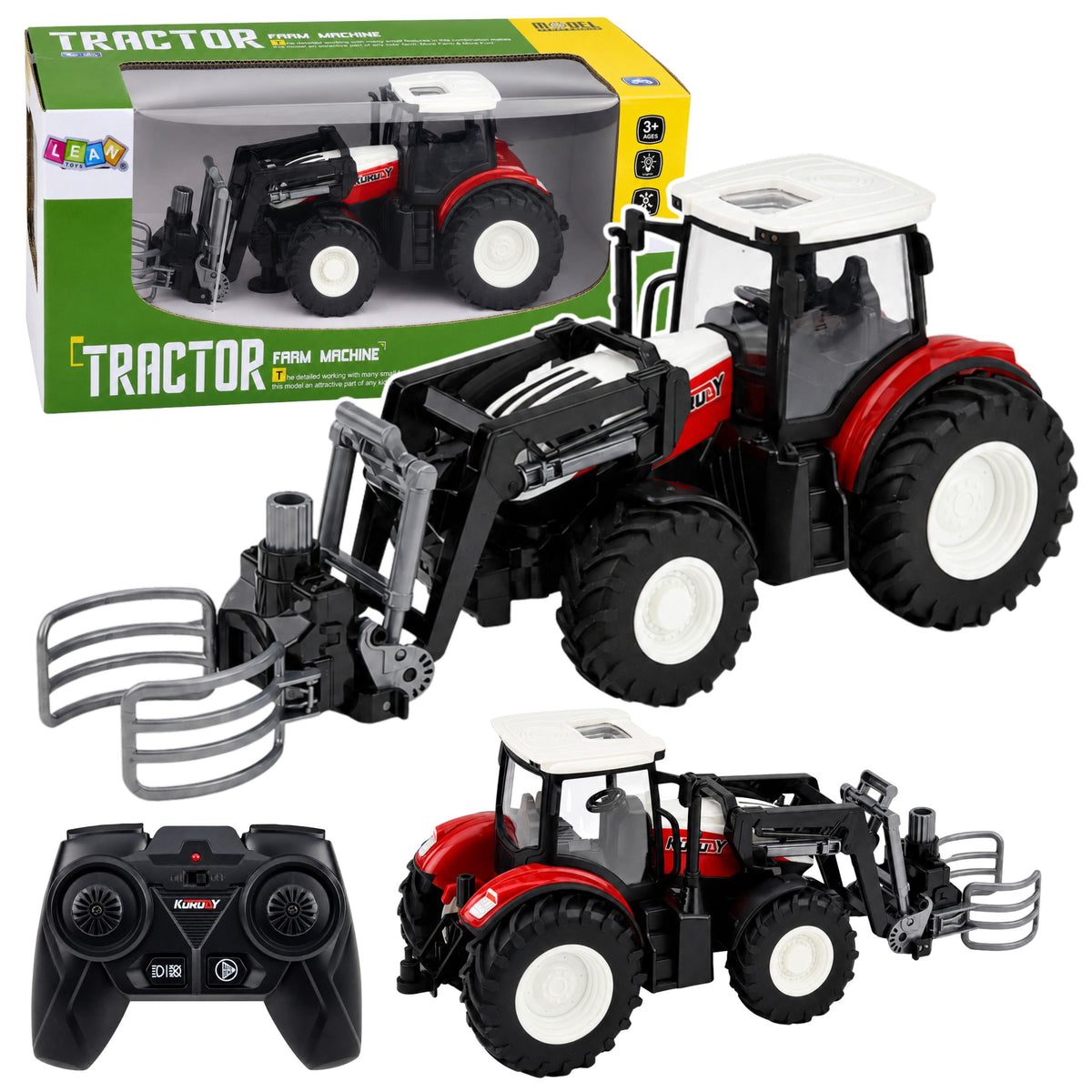 Rc Red távirányítós mezőgazdasági traktor bálafogóval 1:24
