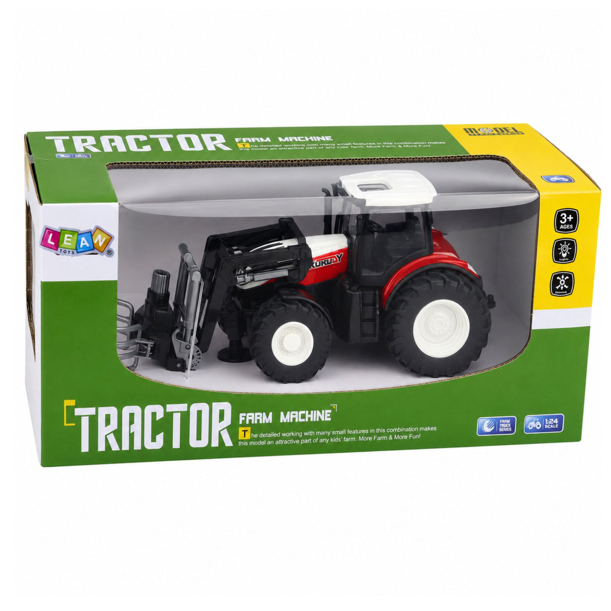 Rc Red távirányítós mezőgazdasági traktor bálafogóval 1:24
