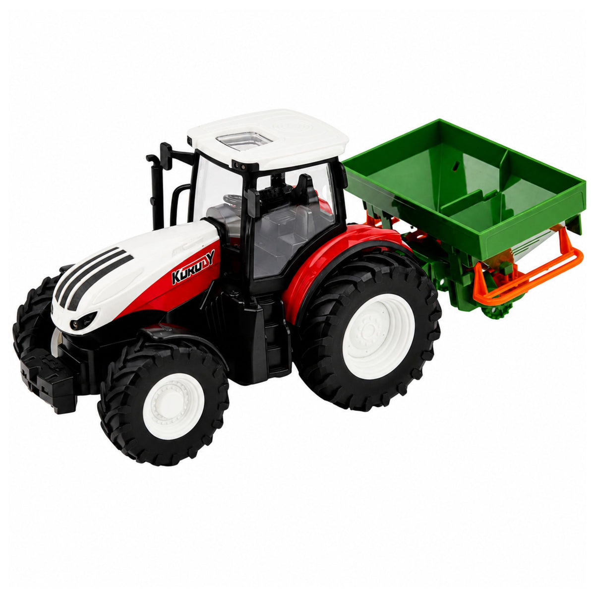 Rc távirányítós mezőgazdasági traktor vetőgép világítással, piros 1:24