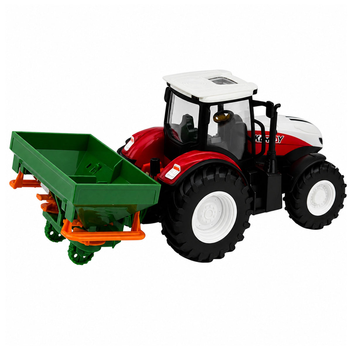 Rc távirányítós mezőgazdasági traktor vetőgép világítással, piros 1:24