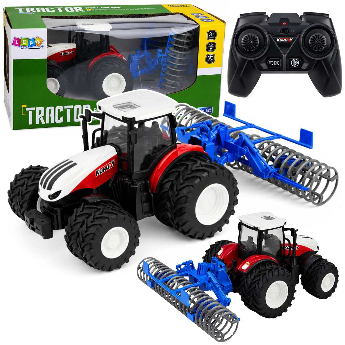 Trattore telecomandato con rulli Rc luci rosse 1:24