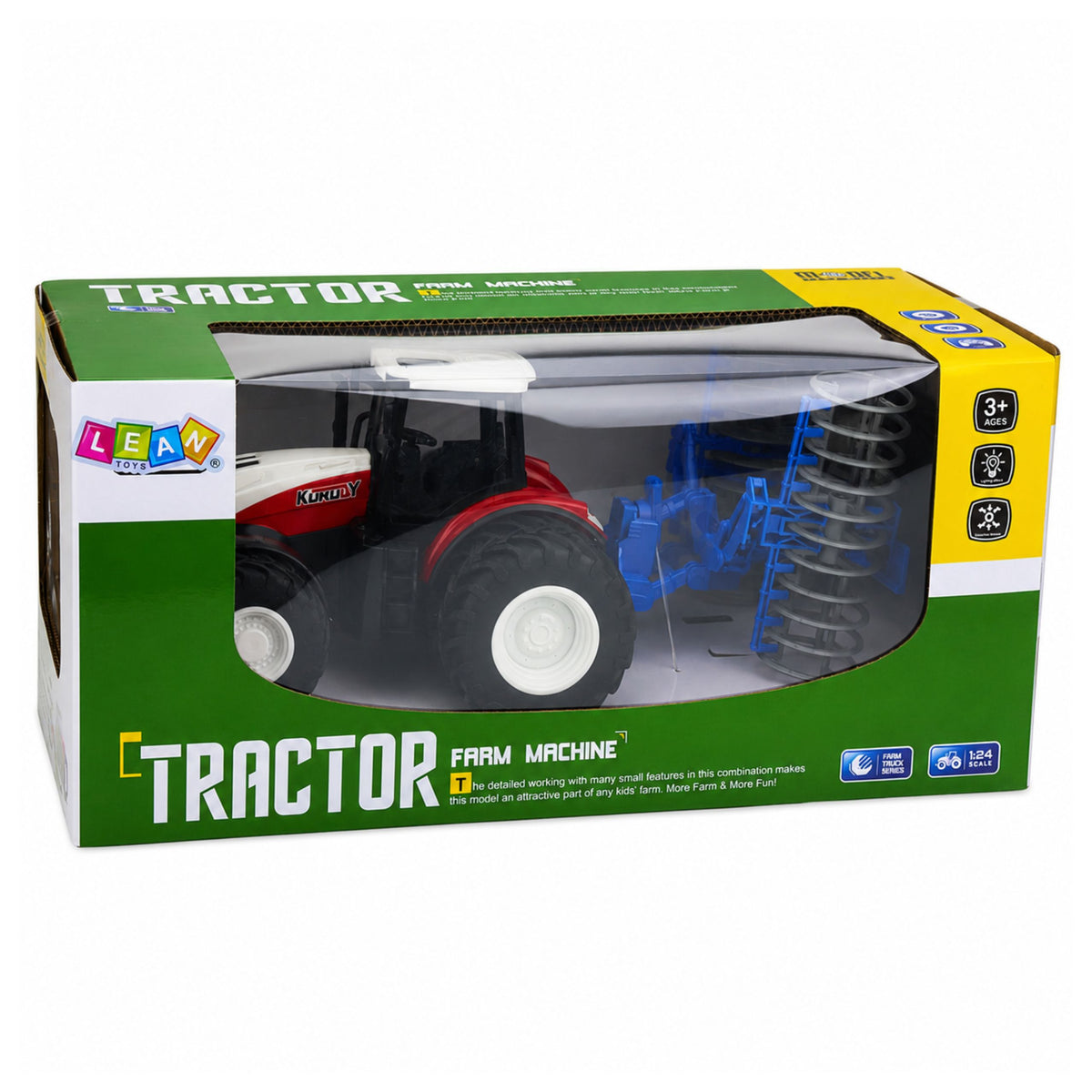 Trattore telecomandato con rulli Rc luci rosse 1:24