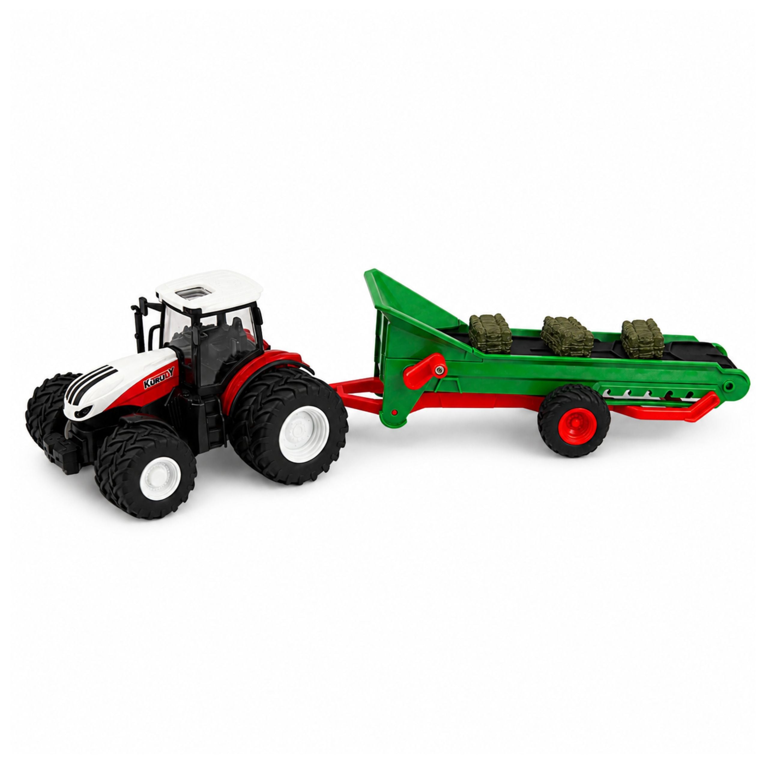 Remote Controlled Agricultural Tractor With Conveyor Belt Rc Bale Lights 1:24
