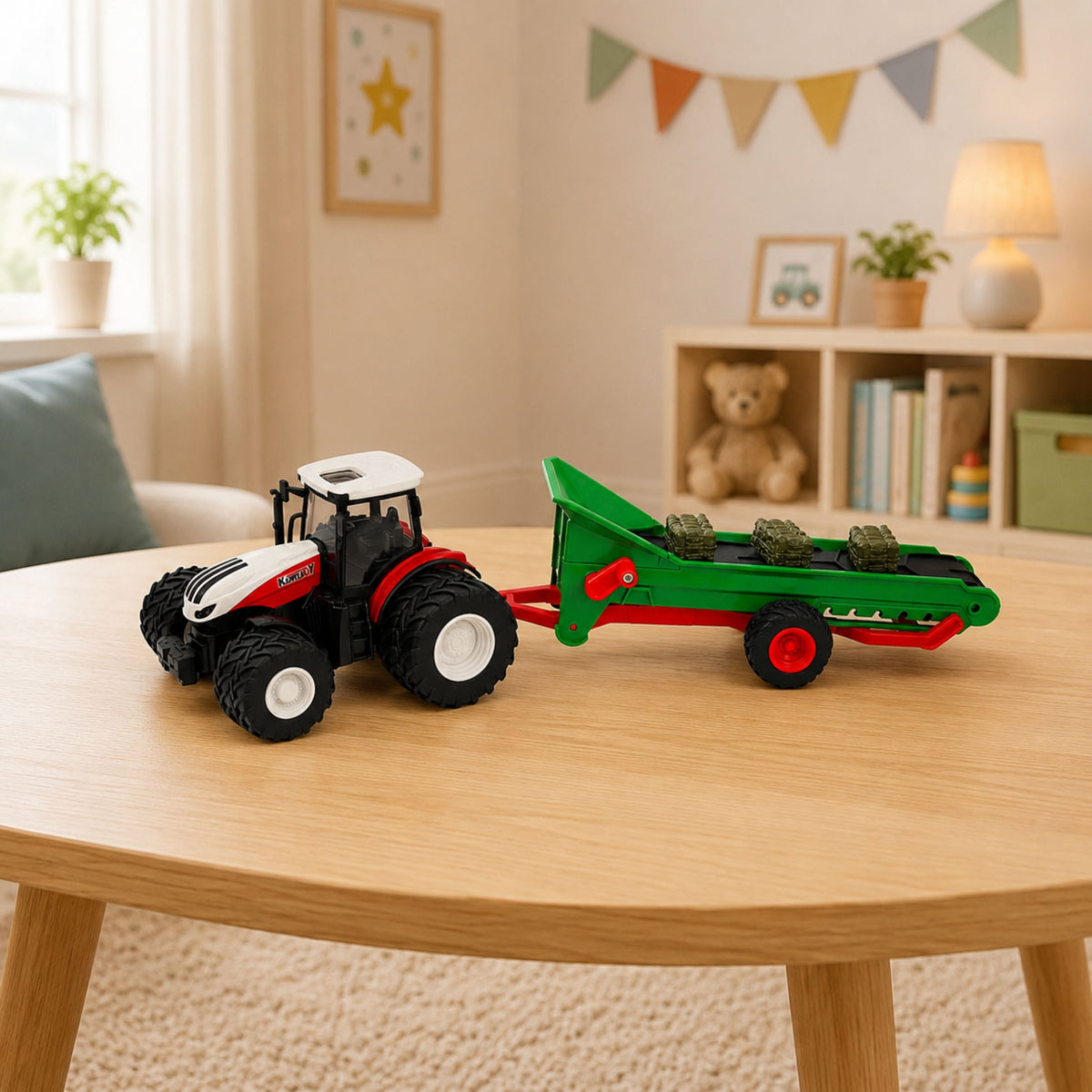 Remote Controlled Agricultural Tractor With Conveyor Belt Rc Bale Lights 1:24