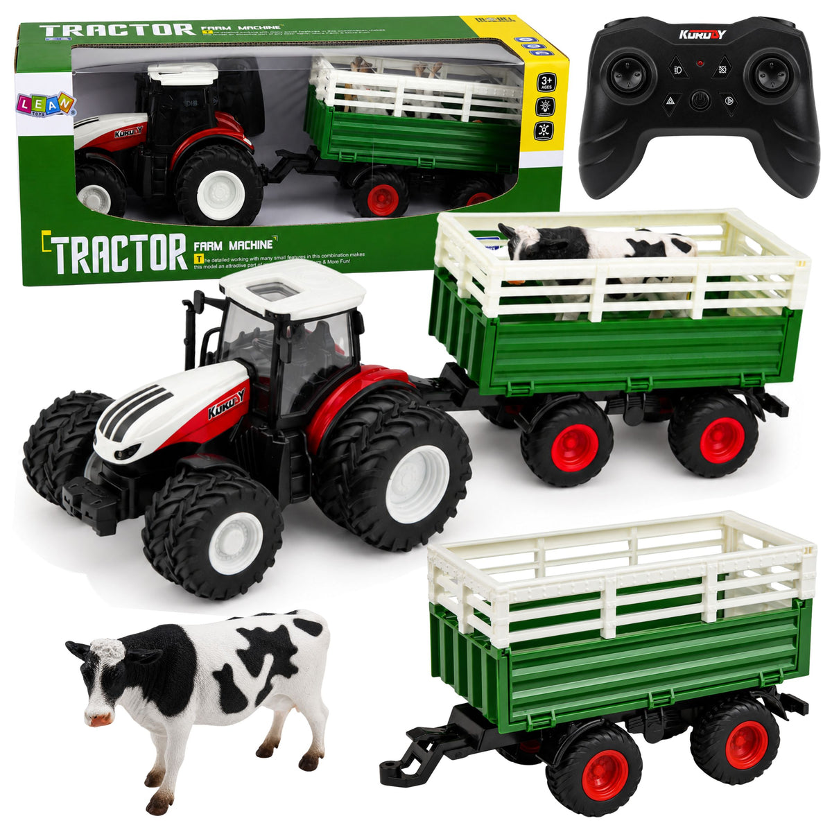 Remote Controlled Rc Farm Tractor With Trailer Cow Figure 1:24