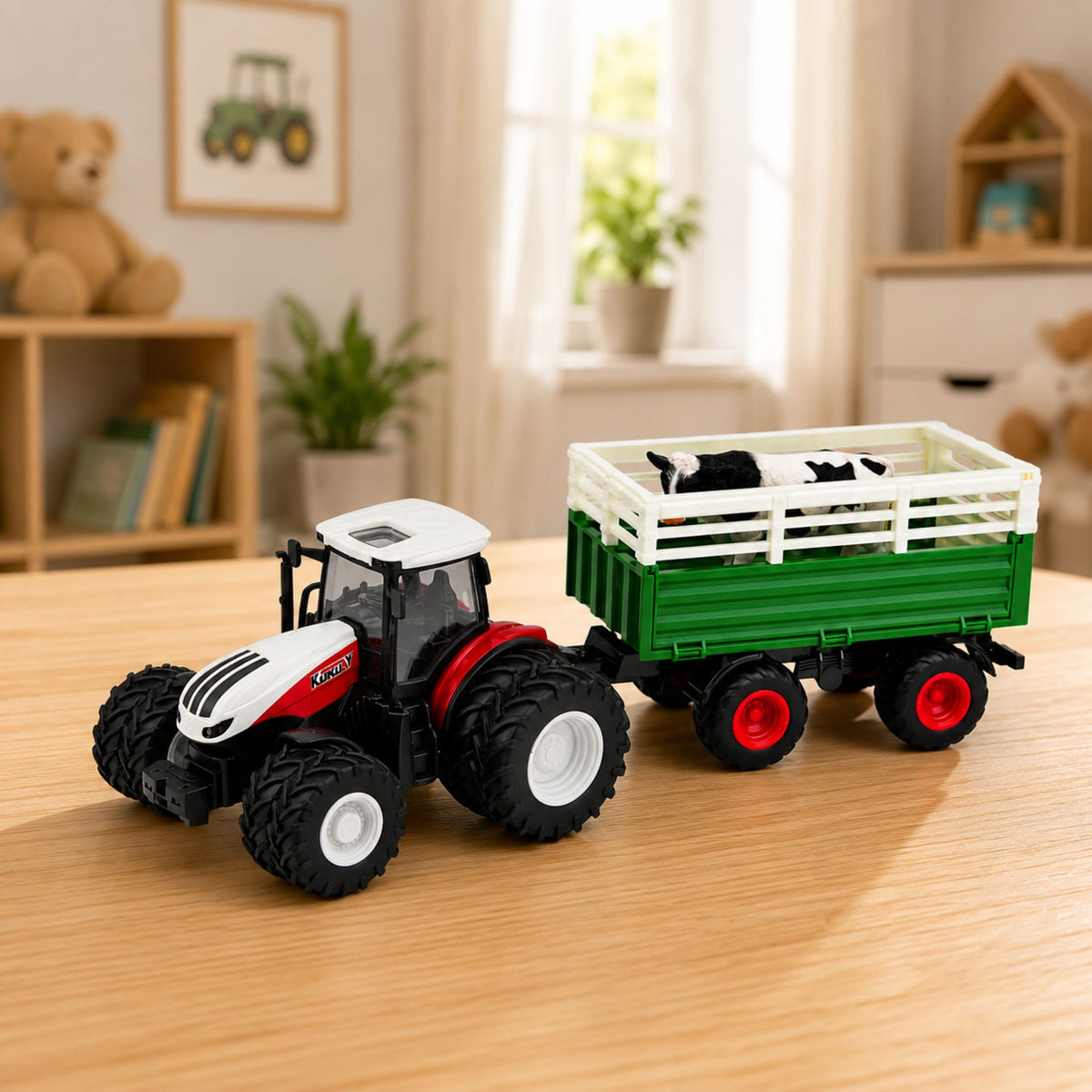 Remote Controlled Rc Farm Tractor With Trailer Cow Figure 1:24