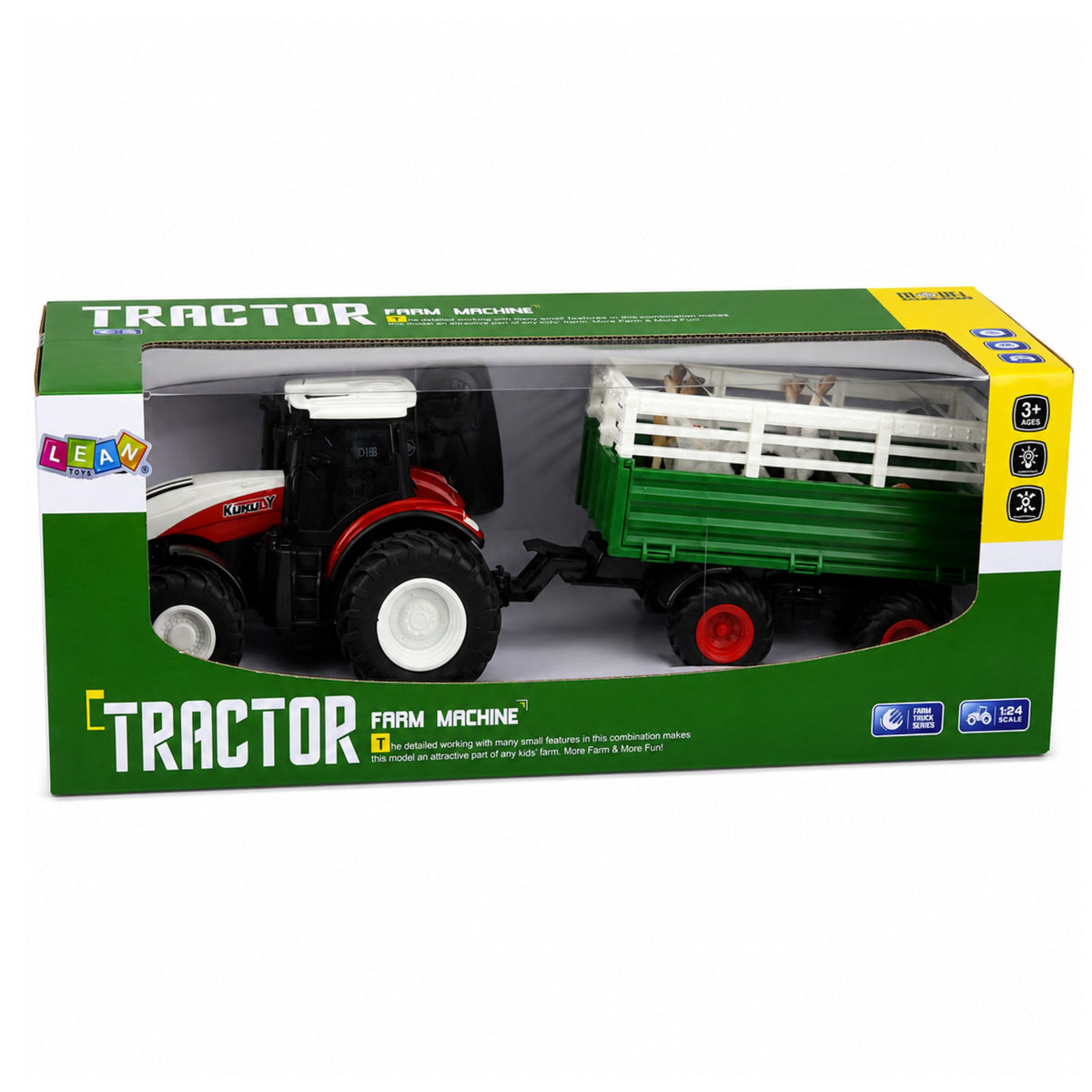 Remote Controlled Rc Farm Tractor With Trailer Cow Figure 1:24