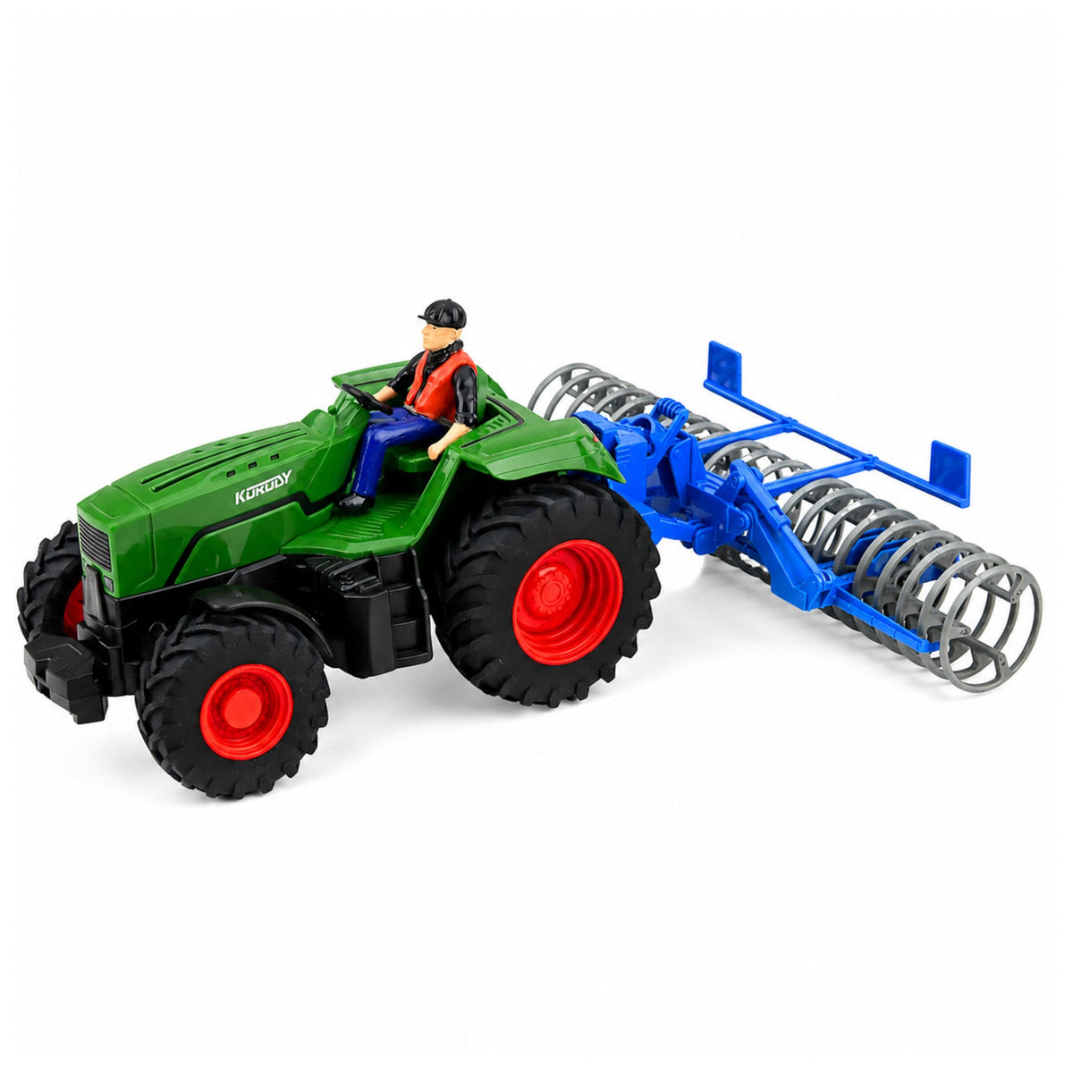 Rc Green Tractor With Roller And Farmer 1:24 Remote Controlled
